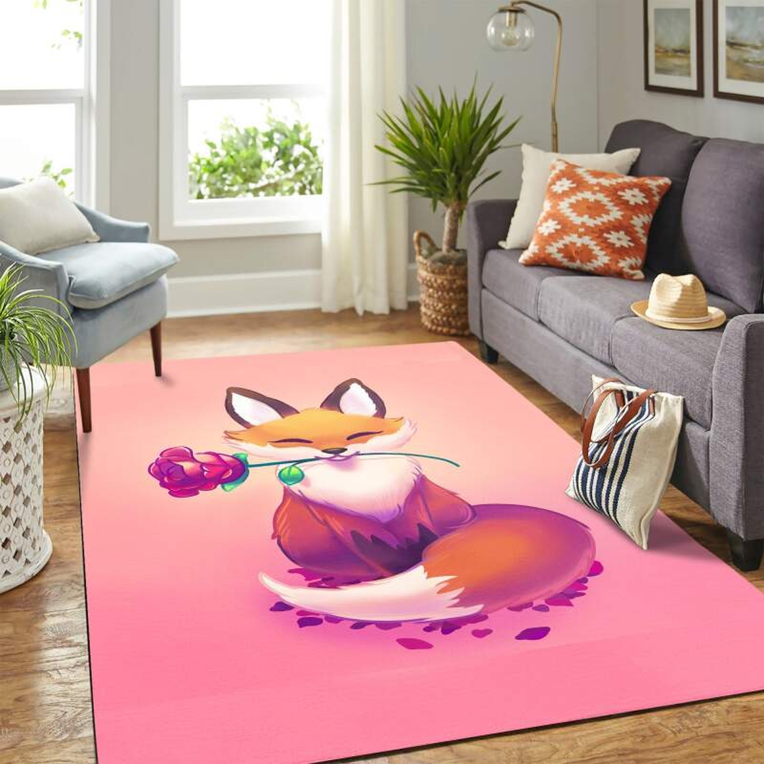 Cute Fox Carpet Floor Area Rug - Unique Anime Apparel for Fans