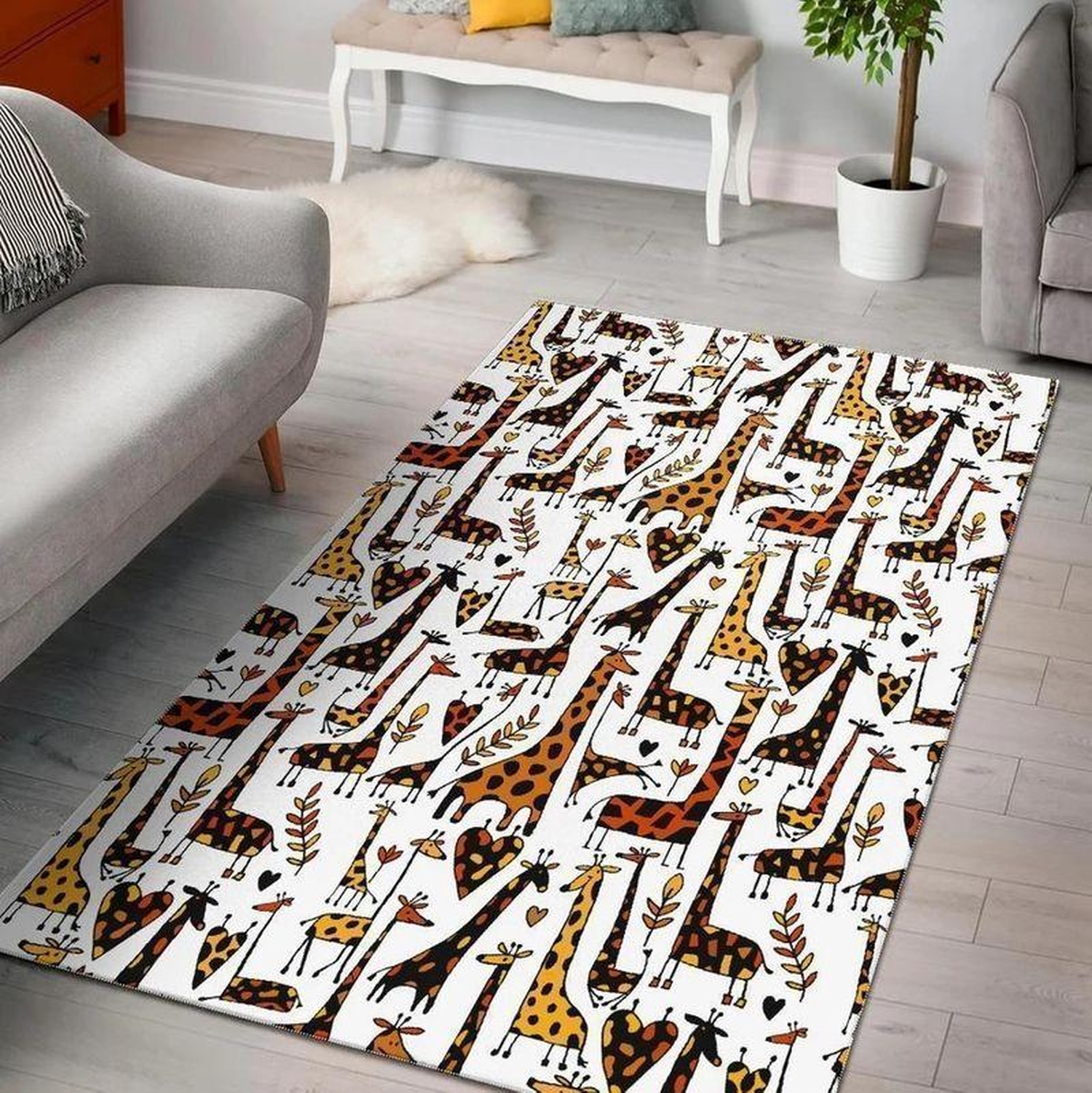 Cute Giraffe Rectangle Limited Edition Rug - Unique Anime Apparel for Fans