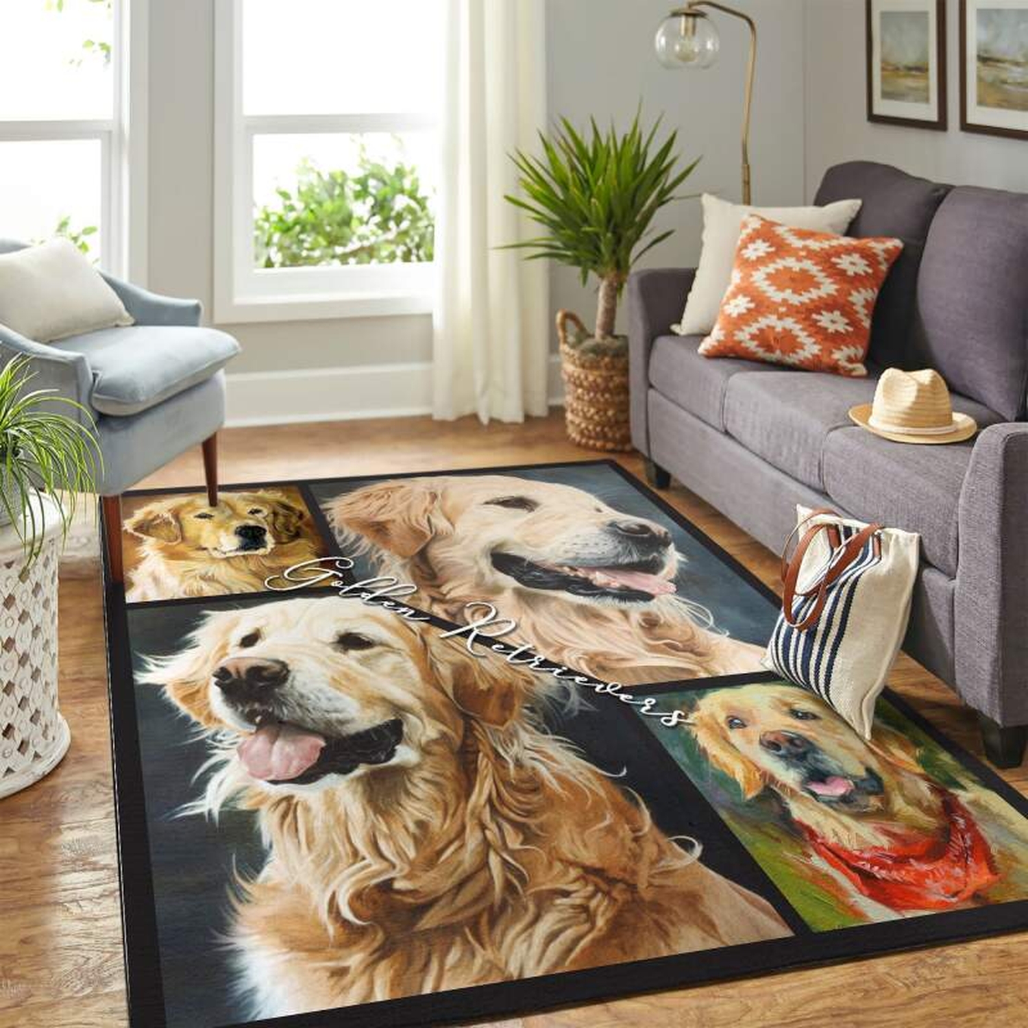Cute Golden Retriever Mk Carpet Area Rug - Unique Anime Apparel for Fans