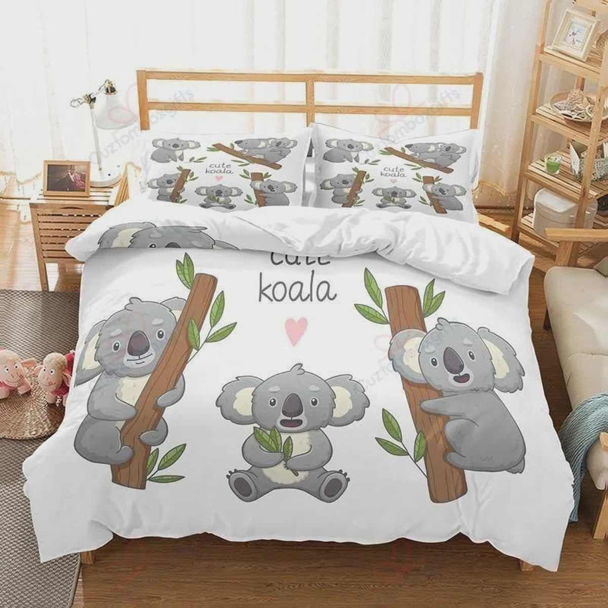 Cute Koalas Printed Bed Sheets Spread Duvet Cover Bedding Set - Unique Anime Apparel for Fans