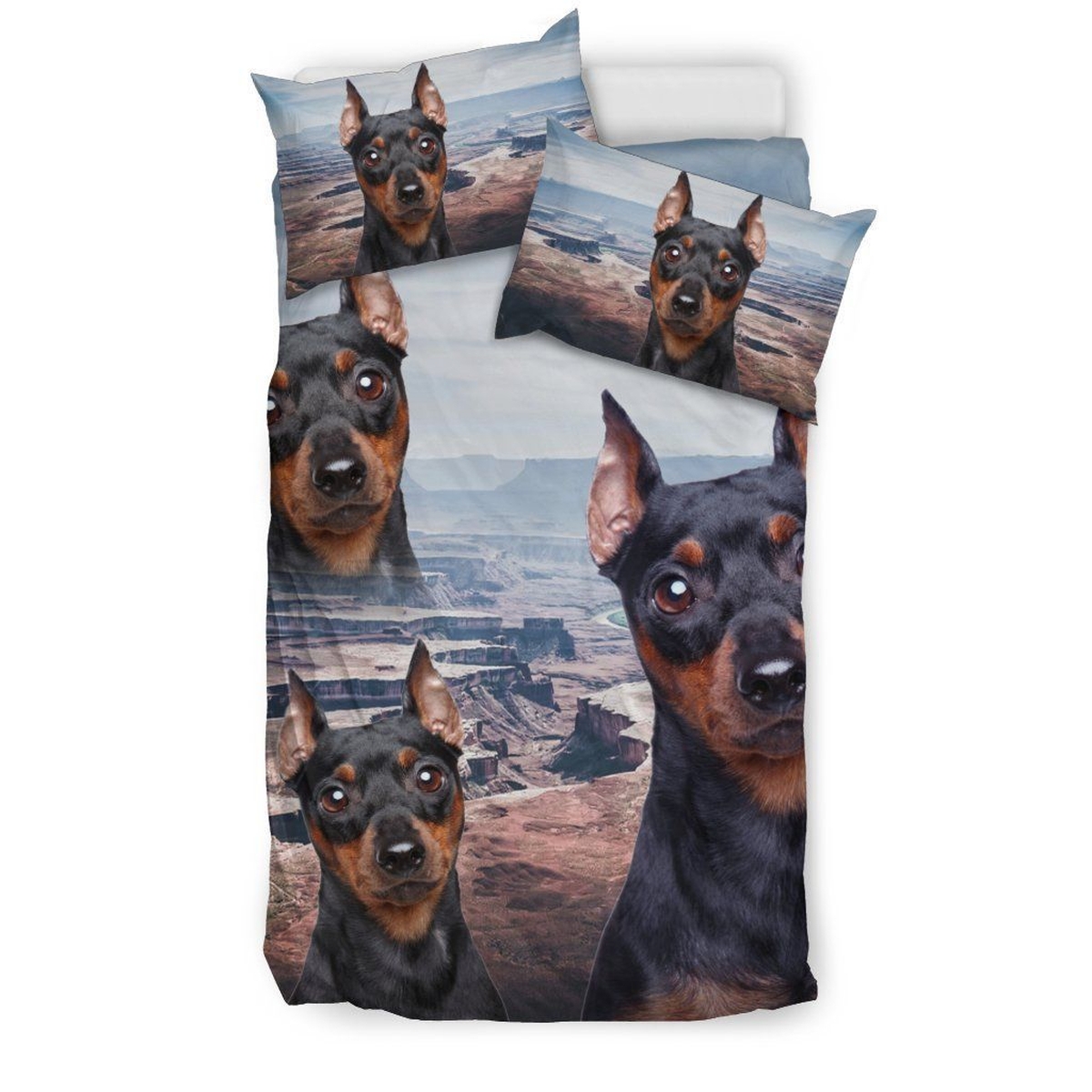 Cute Miniature Pinscher Bed Sheets Duvet Cover Bedding Set Great Gifts For Birthday Christmas Thanksgiving - Unique Anime Apparel for Fans