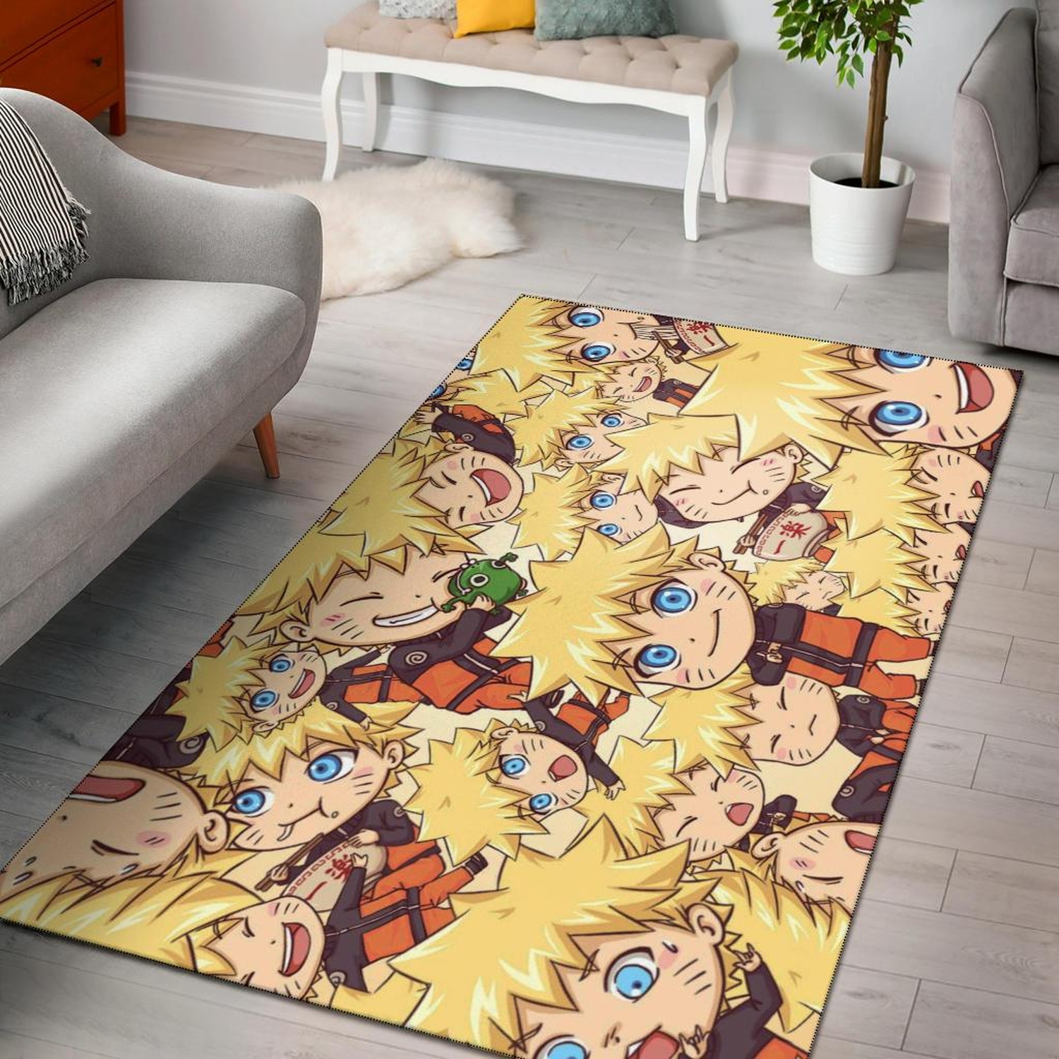 Cute Naruto Chibi Area Rug - Unique Anime Apparel for Fans