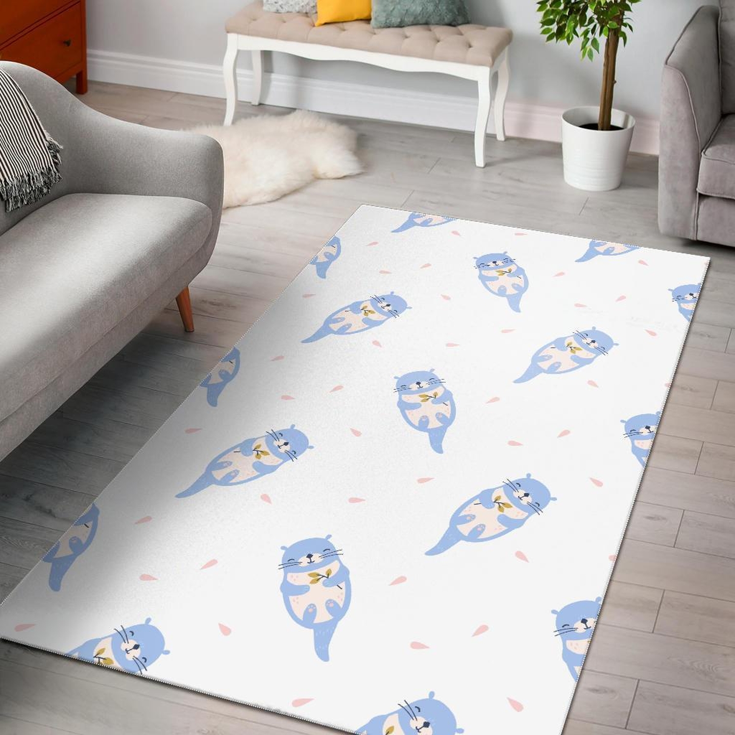 Cute Otter Pattern Print Area Limited Edition Rug - Unique Anime Apparel for Fans