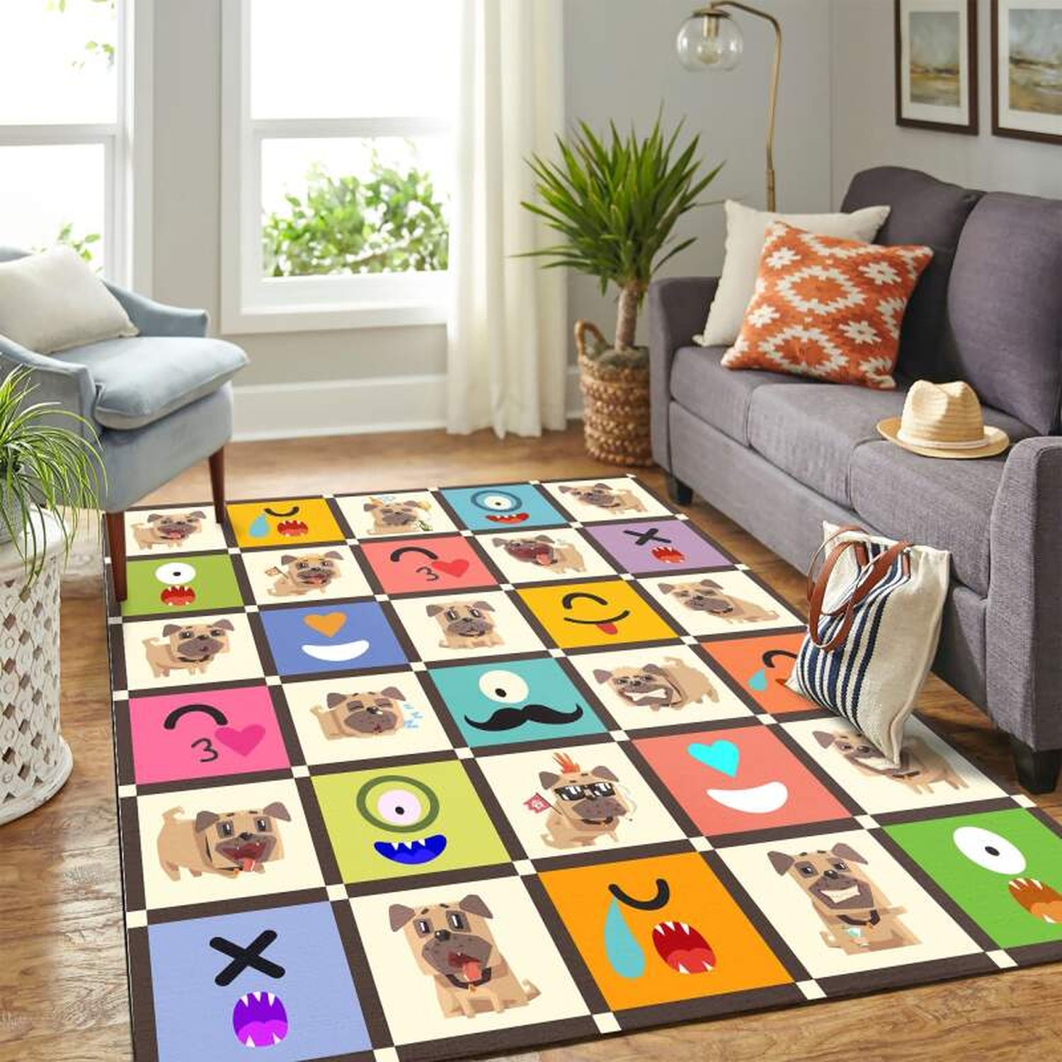 Cute Pug &amp Monster Mk Carpet Area Rug - Unique Anime Apparel for Fans