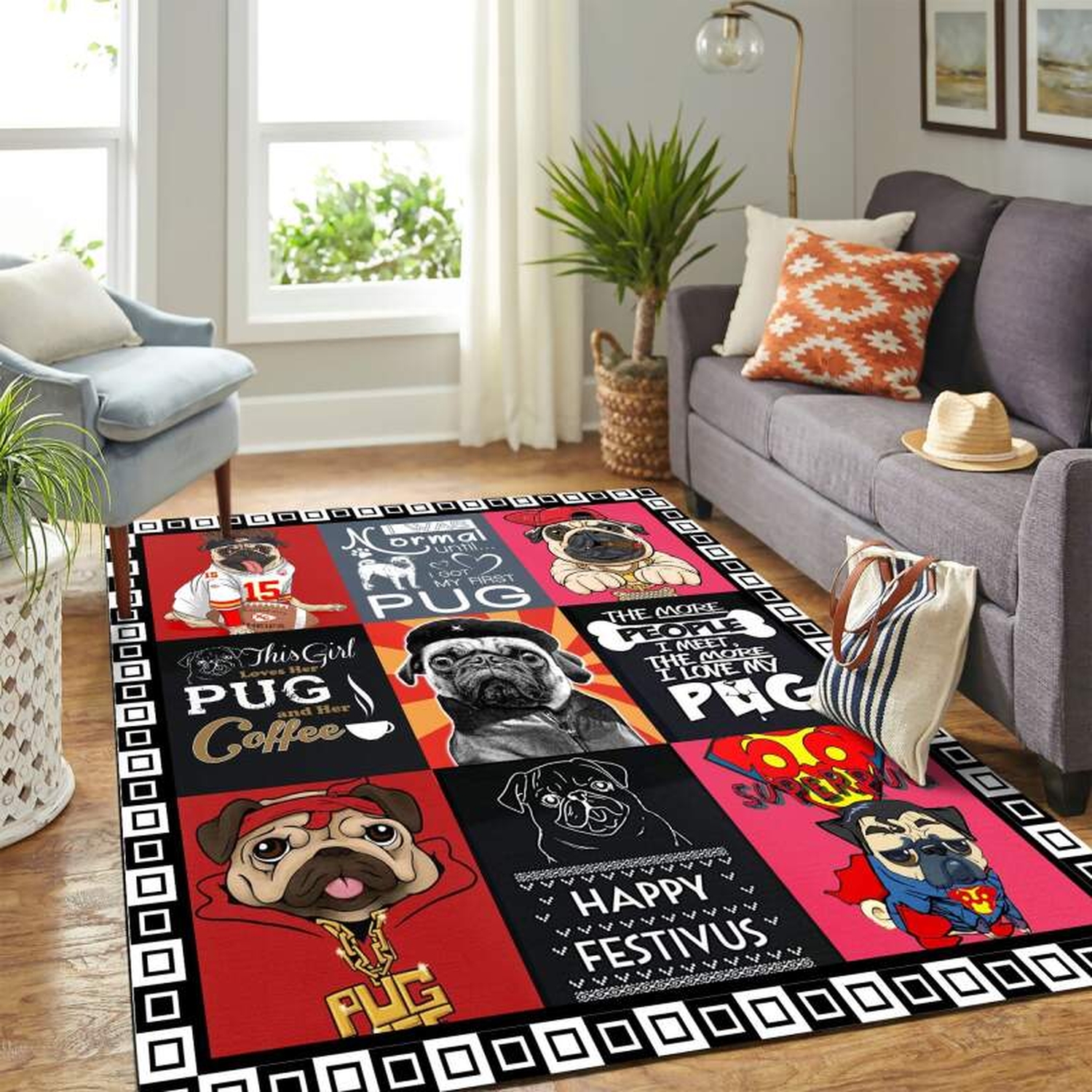 Cute Pug Mk Carpet Area Rug - Unique Anime Apparel for Fans