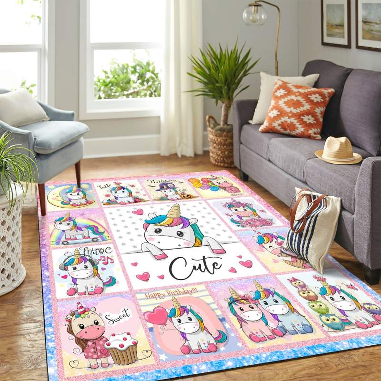 Cute Unicorn Carpet Area Rug - Unique Anime Apparel for Fans
