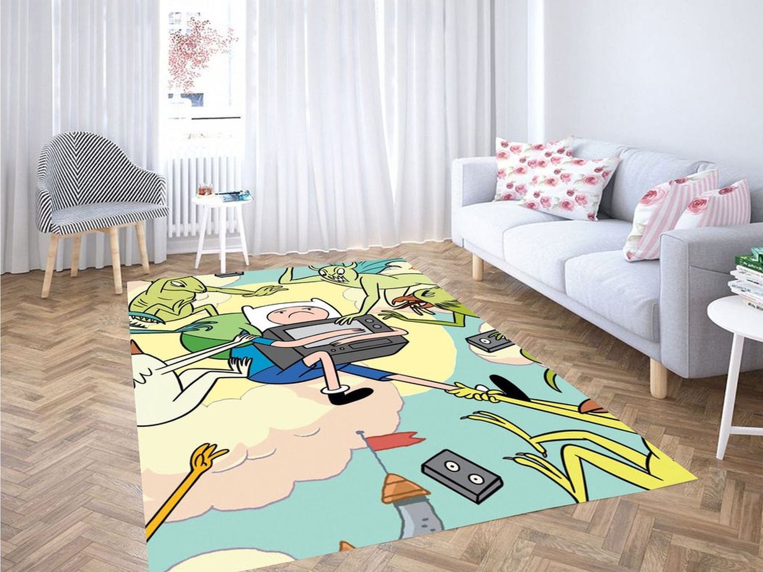 Cutest Finn Adventure Time Living Room Modern Carpet Rug - Unique Anime Apparel for Fans