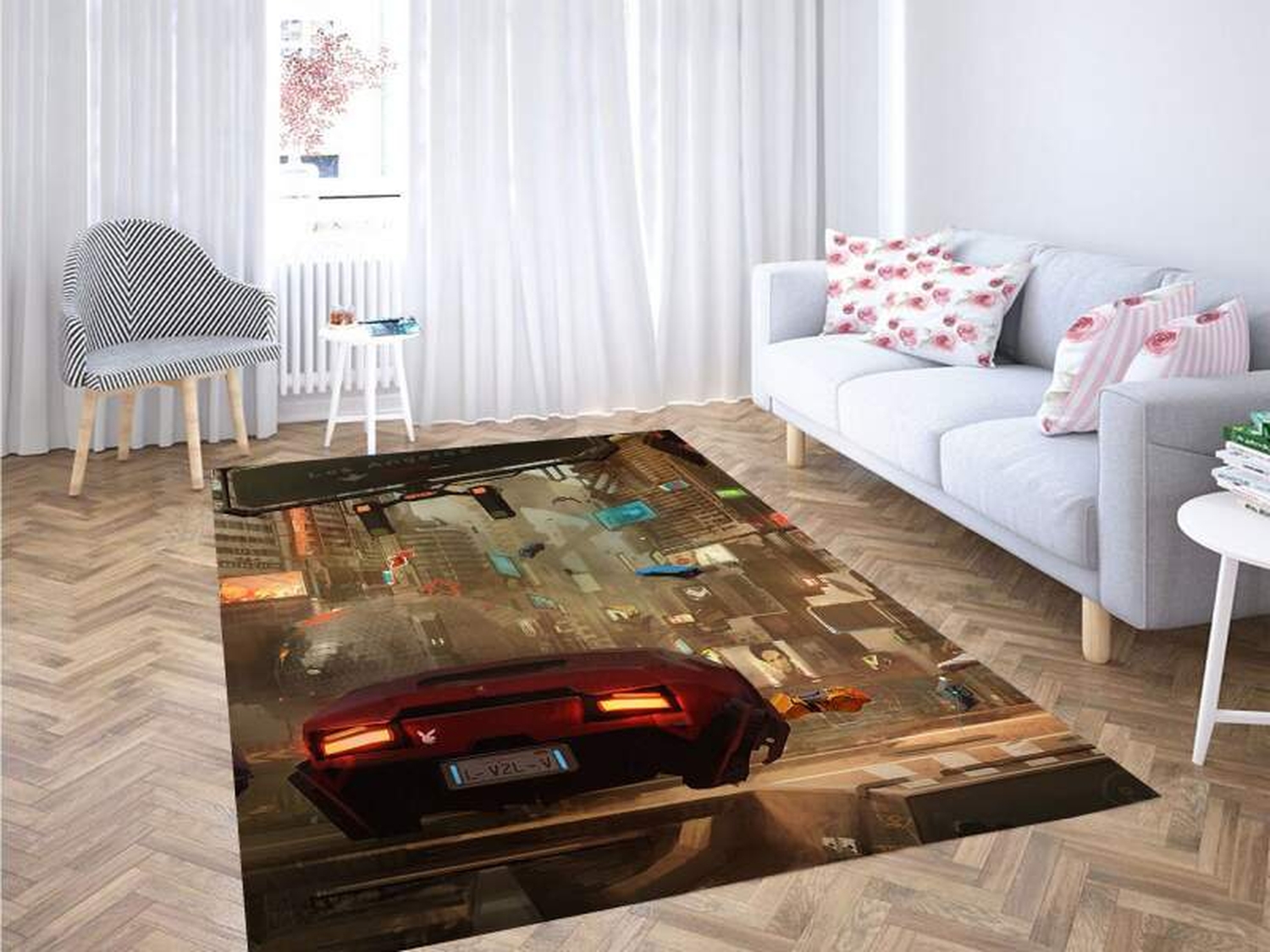 Cyberpunk Style City Carpet Rug - Unique Anime Apparel for Fans