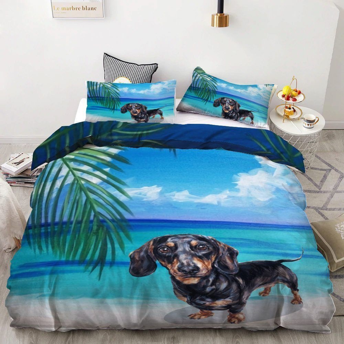 Dachshund Bed Sheets Spread Comforter Duvet Cover Bedding Set - Unique Anime Apparel for Fans
