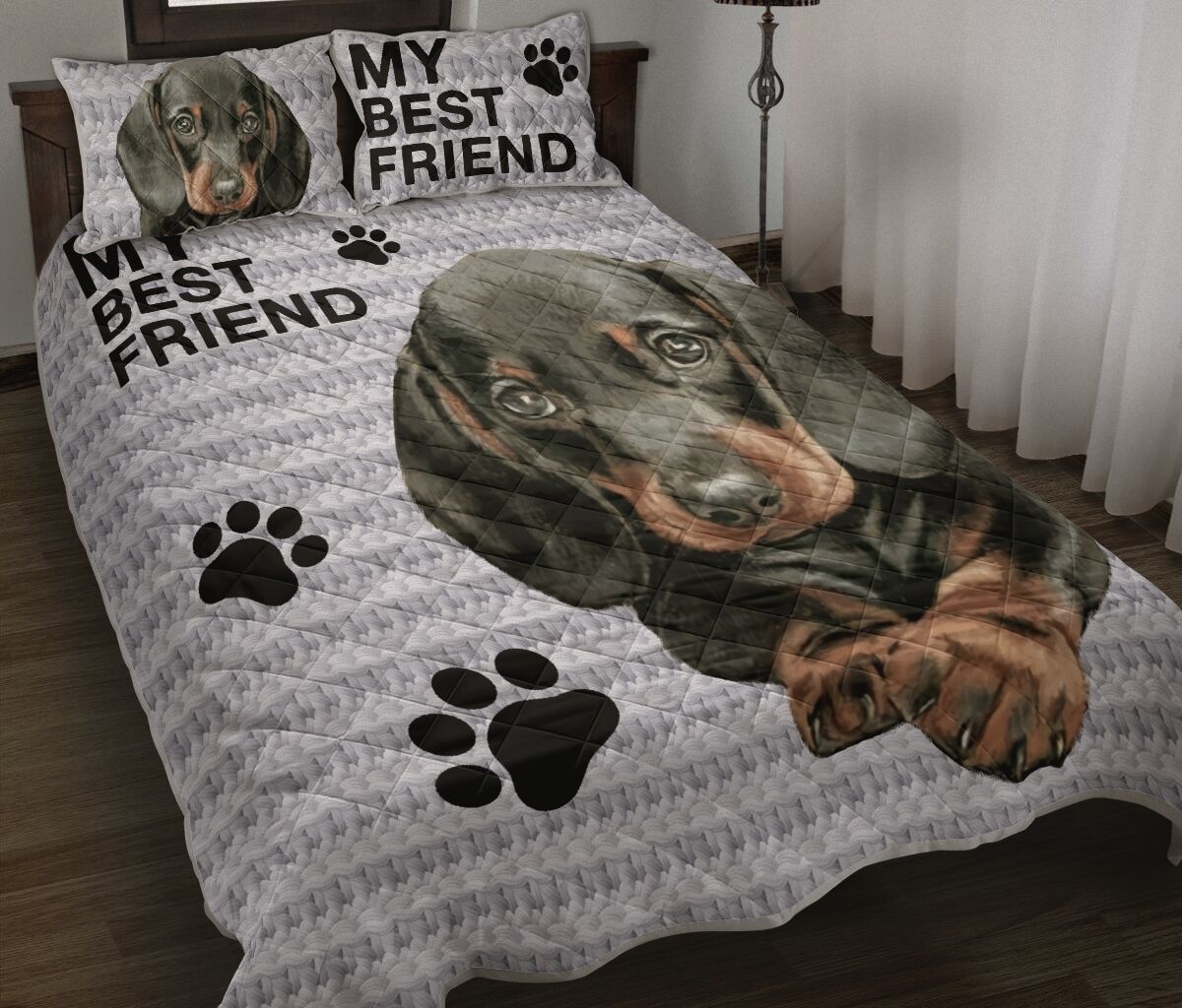 Dachshund Dog Knitting Best Friend Quilt Bedding Set - Unique Anime Apparel for Fans