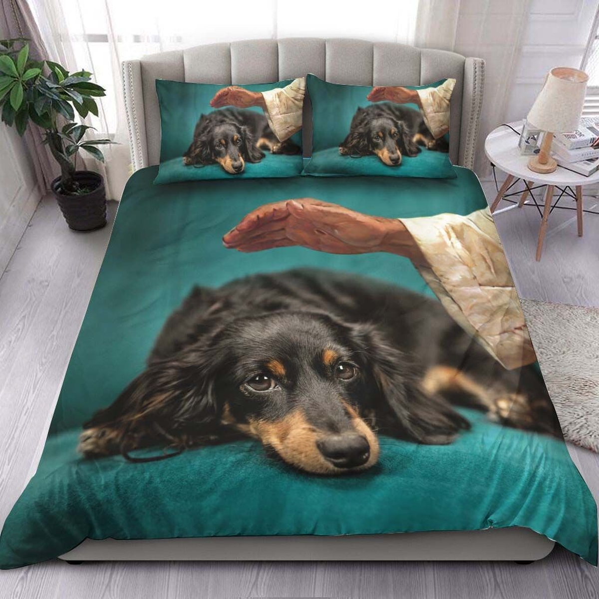 Dachshund Dog Lying Bedding Set Bed Sheet Spread Duvet Cover Bedding Set - Unique Anime Apparel for Fans