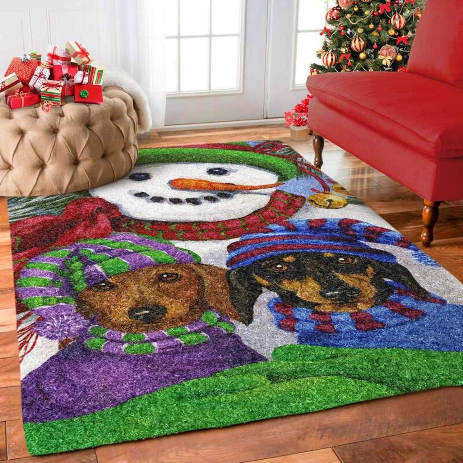 Dachshund Snowman Limited Edition Rug - Unique Anime Apparel for Fans