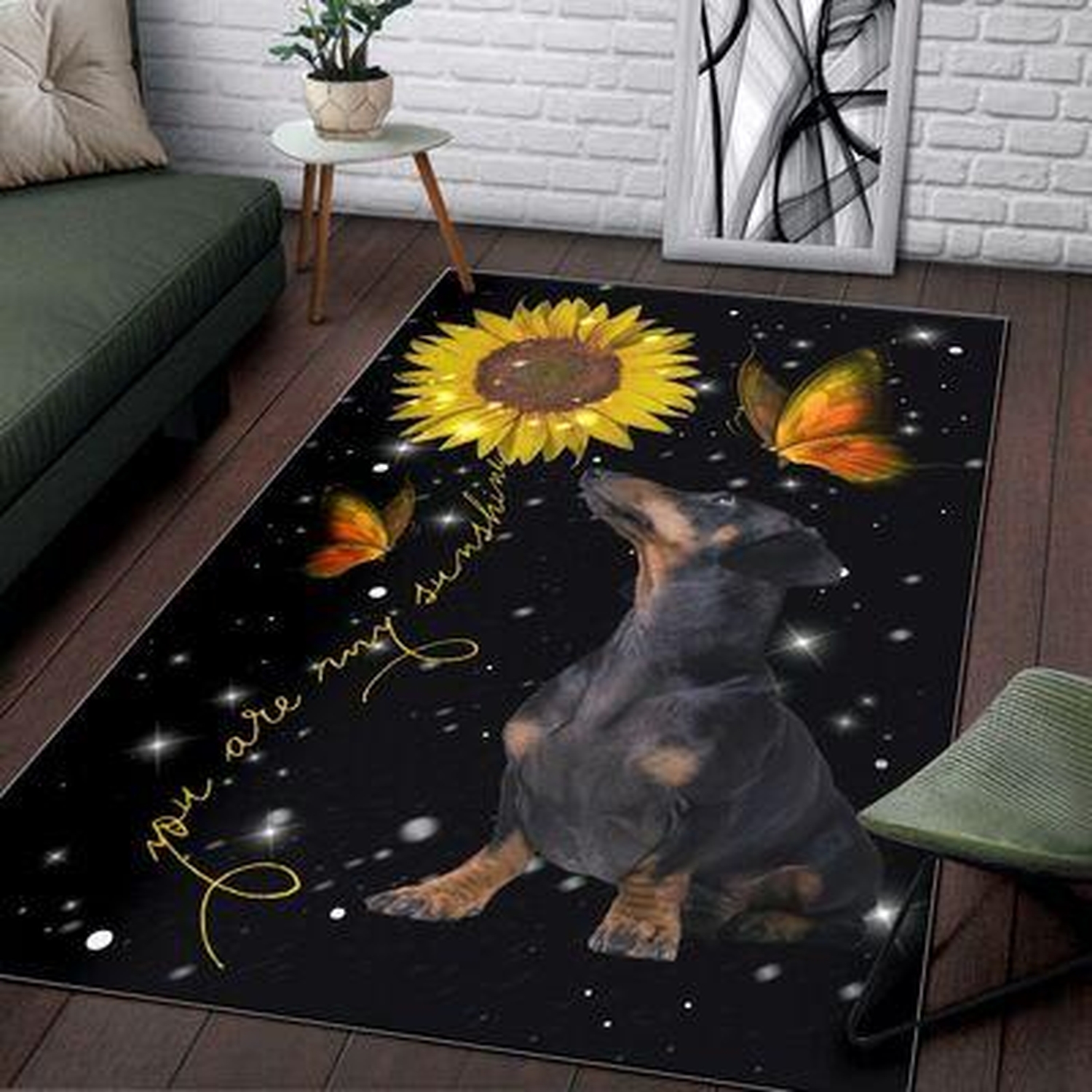 Dachshund Sunflower Limited Edition Rug - Unique Anime Apparel for Fans