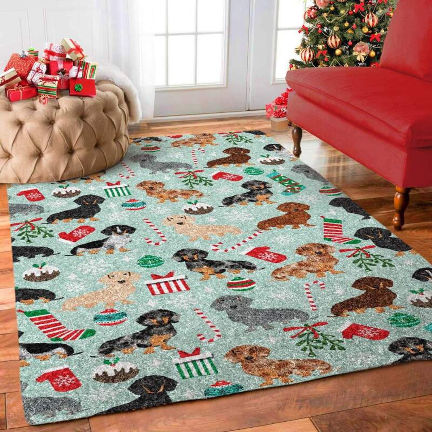 Dachshunds Christmas Limited Edition Rug - Unique Anime Apparel for Fans