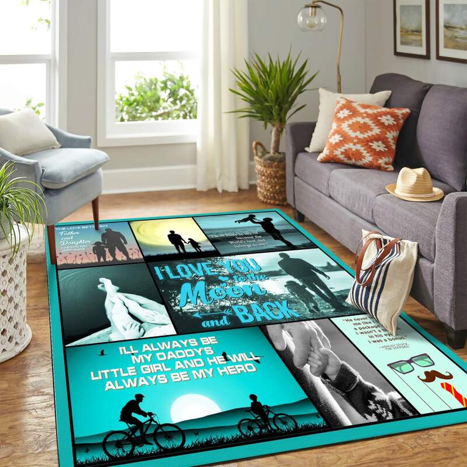 Dad Daughter Family Quilt Mk Carpet Area Rug - Unique Anime Apparel for Fans