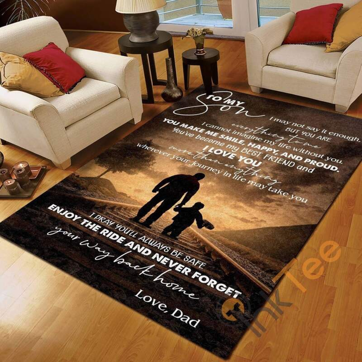 Dad To Son I Pray You'll Be Safe Bedroom Living Room Home Decoration Gift For Father's Day Rug - Unique Anime Apparel for Fans