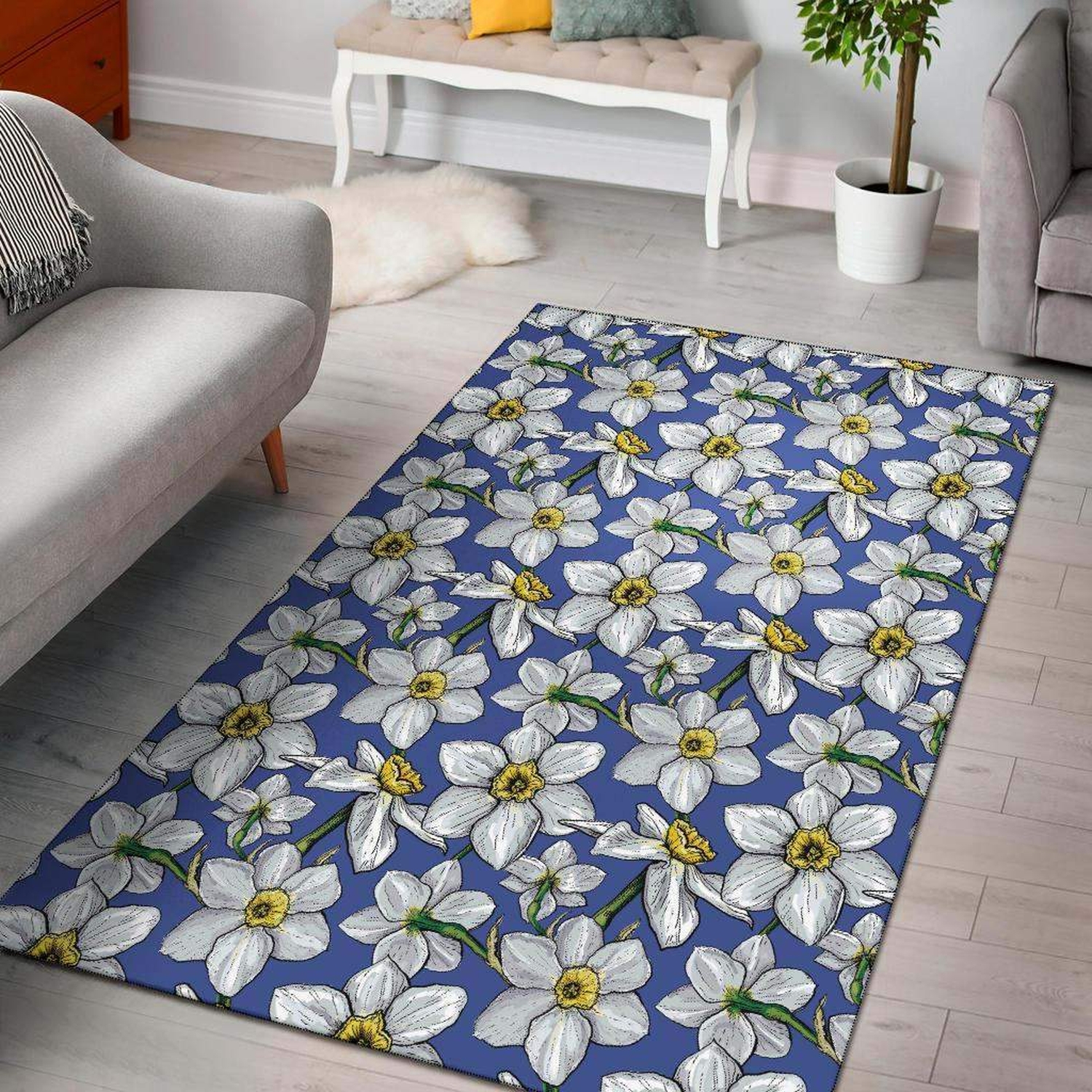 Daffodils Pattern Print Design Limited Edition Rug - Unique Anime Apparel for Fans