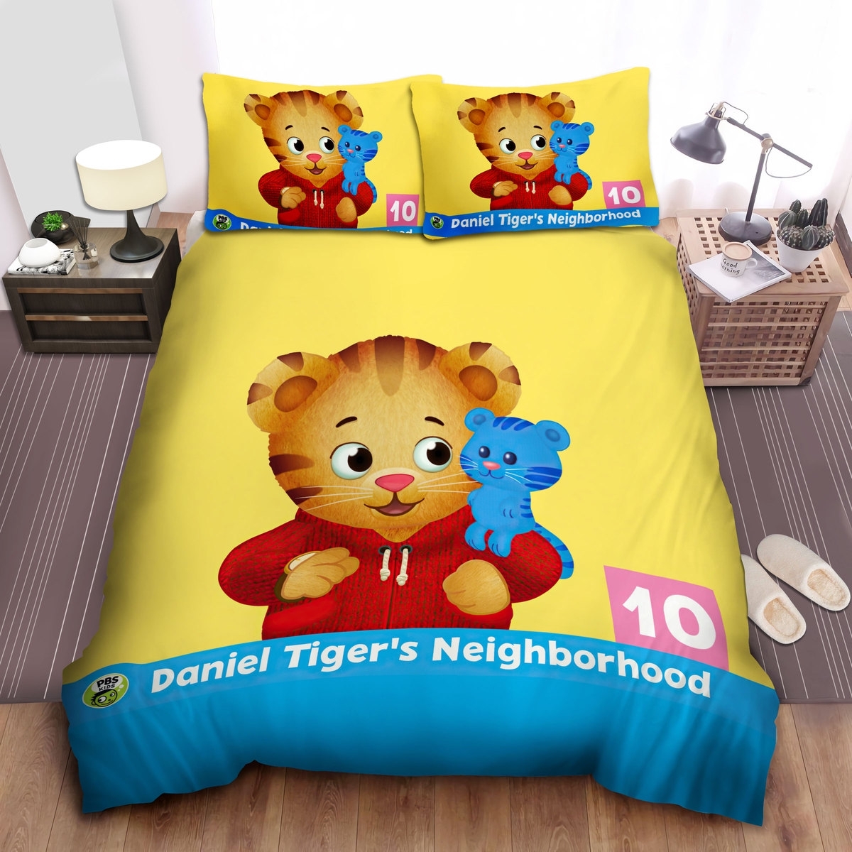 Daniel Tiger's Neighborhood Daniel And His Plush Toy Bed Sheets Spread Comforter Duvet Cover Bedding Set - Unique Anime Apparel for Fans