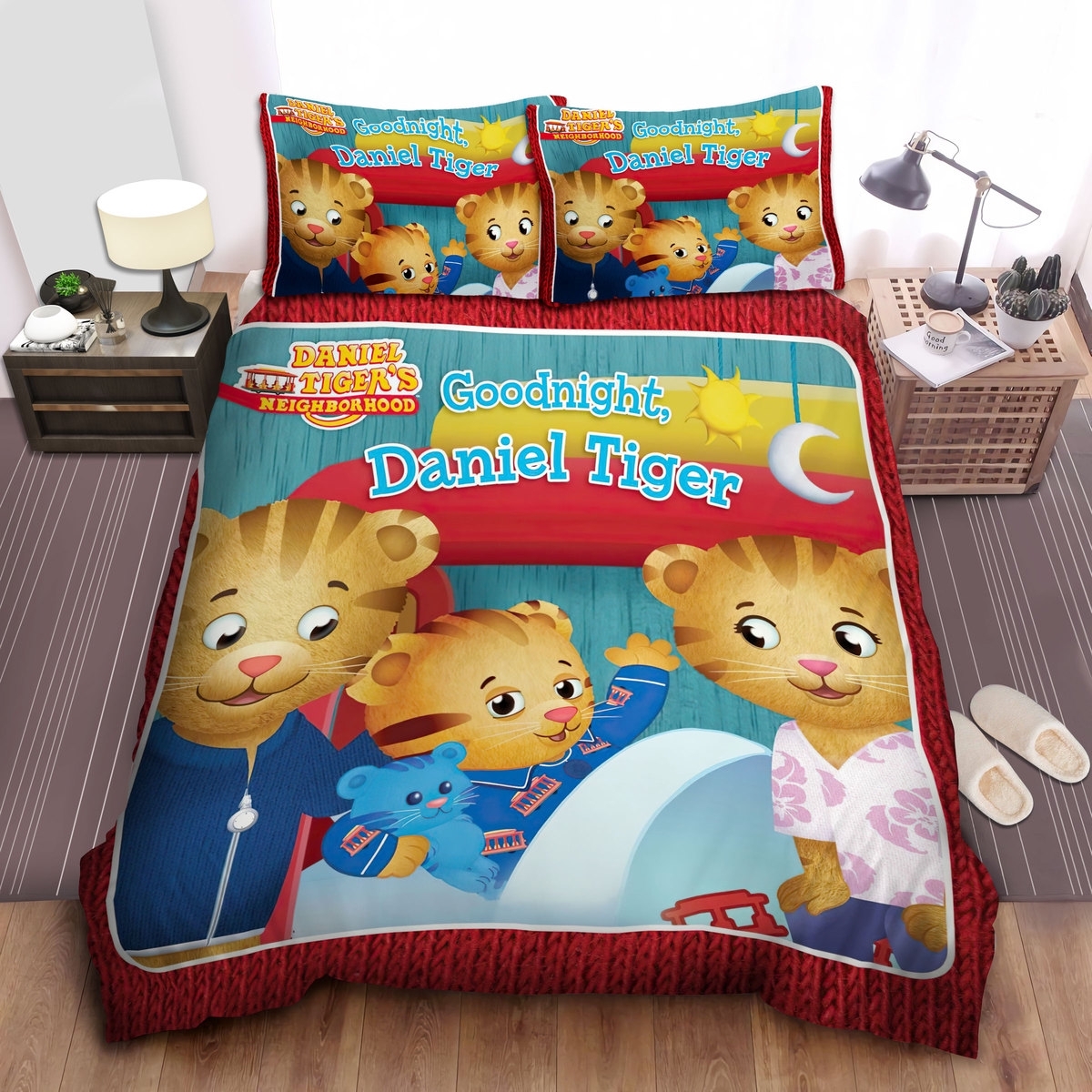 Daniel Tiger's Neighborhood It's Bed Time Goodnight Bed Sheets Spread Comforter Duvet Cover Bedding Set - Unique Anime Apparel for Fans