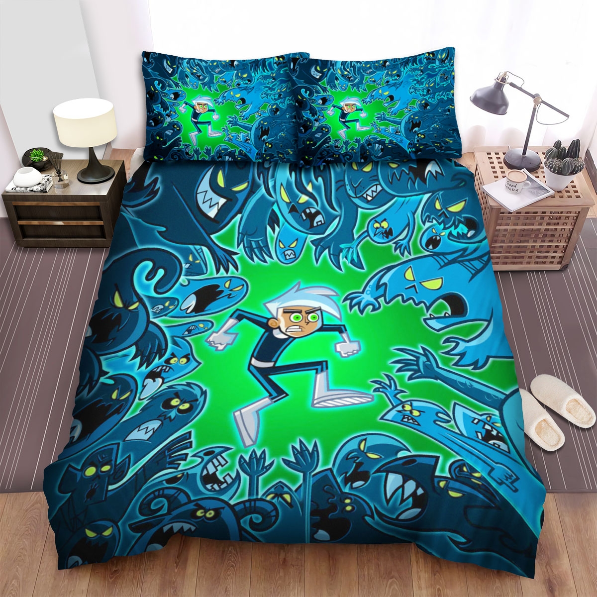 Danny Phantom Surrounded By Ghosts Bed Sheets Spread Duvet Cover Bedding Set - Unique Anime Apparel for Fans