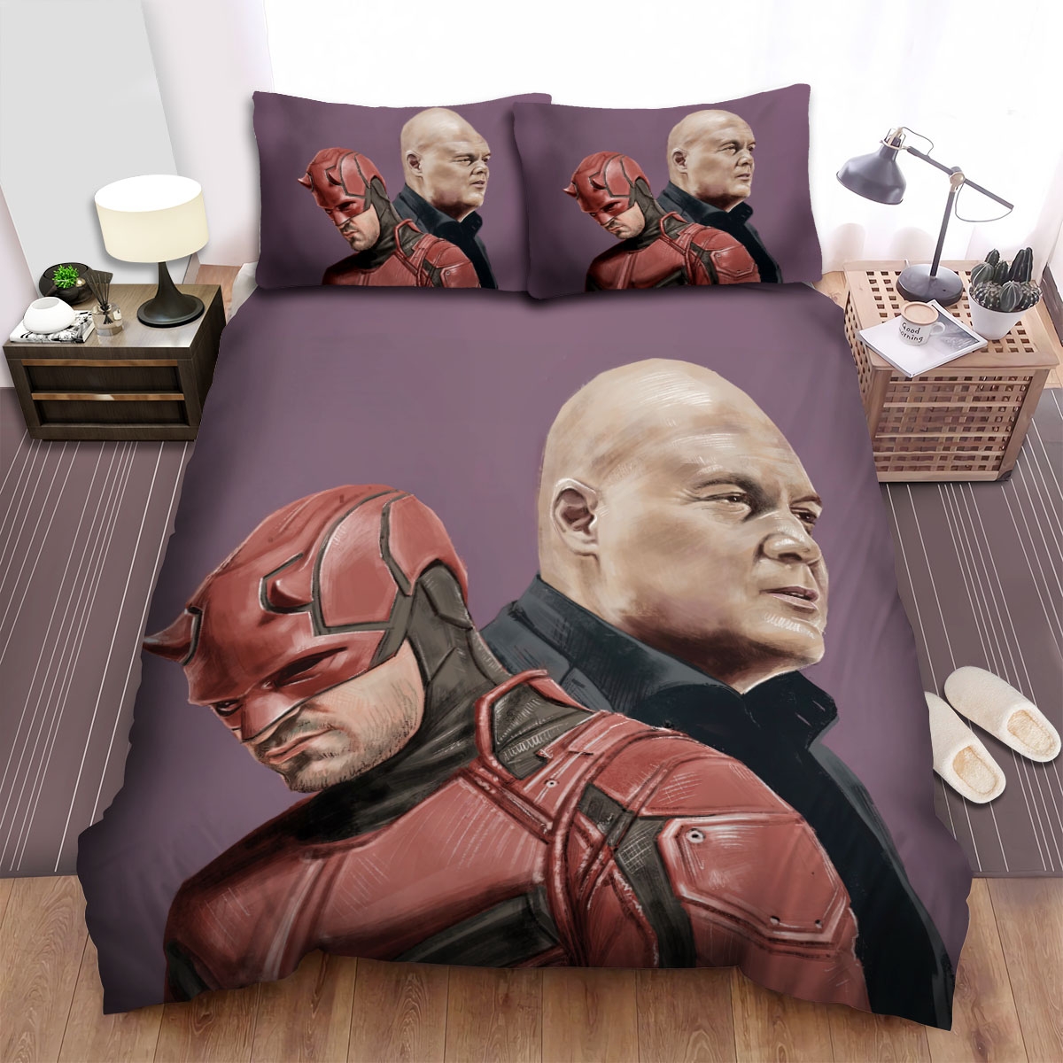 Daredevil & Kingpin Digital Art Painting Bed Sheets Spread Duvet Cover Bedding Set - Unique Anime Apparel for Fans
