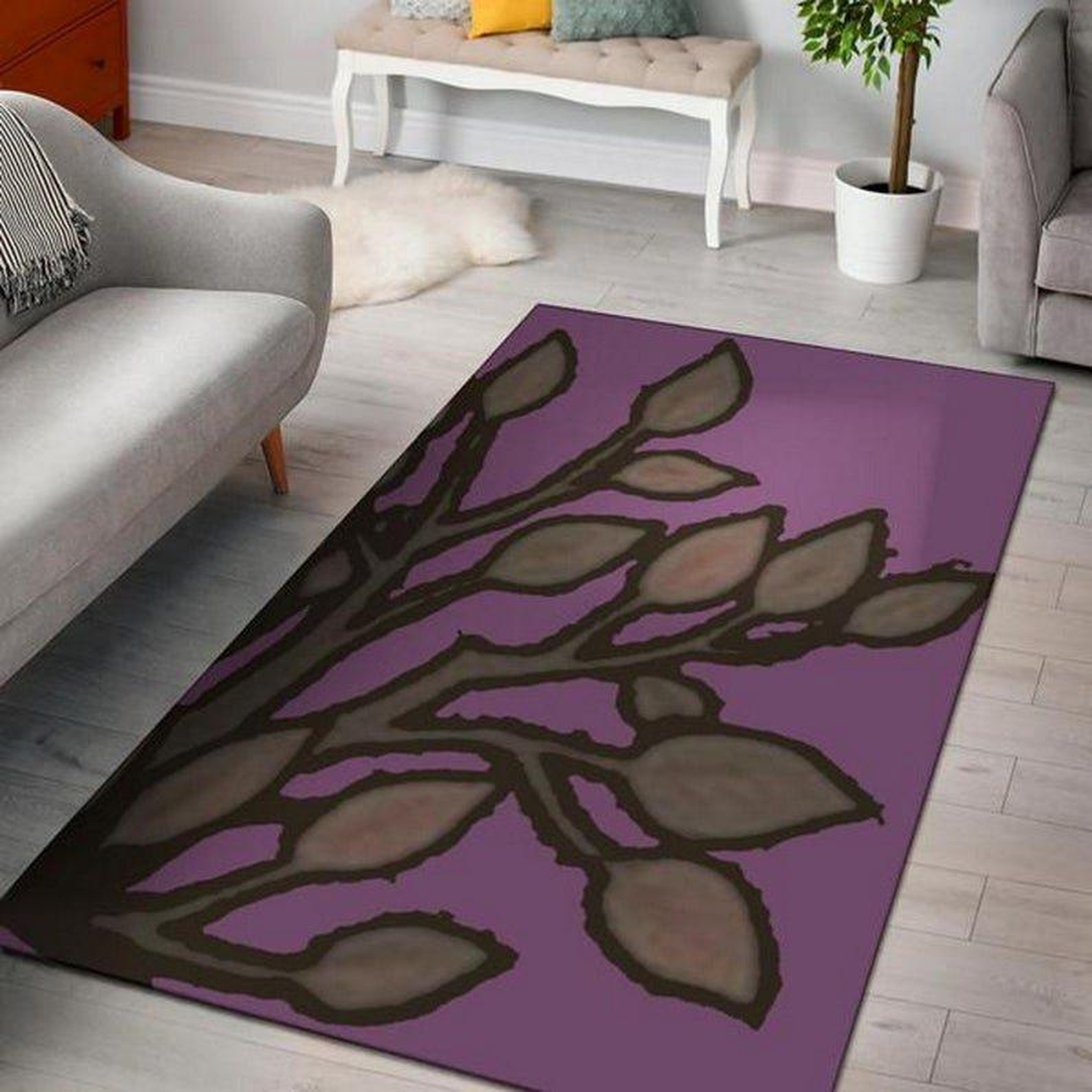 Dark Crystal Grey Leaves Limited Edition Rug - Unique Anime Apparel for Fans