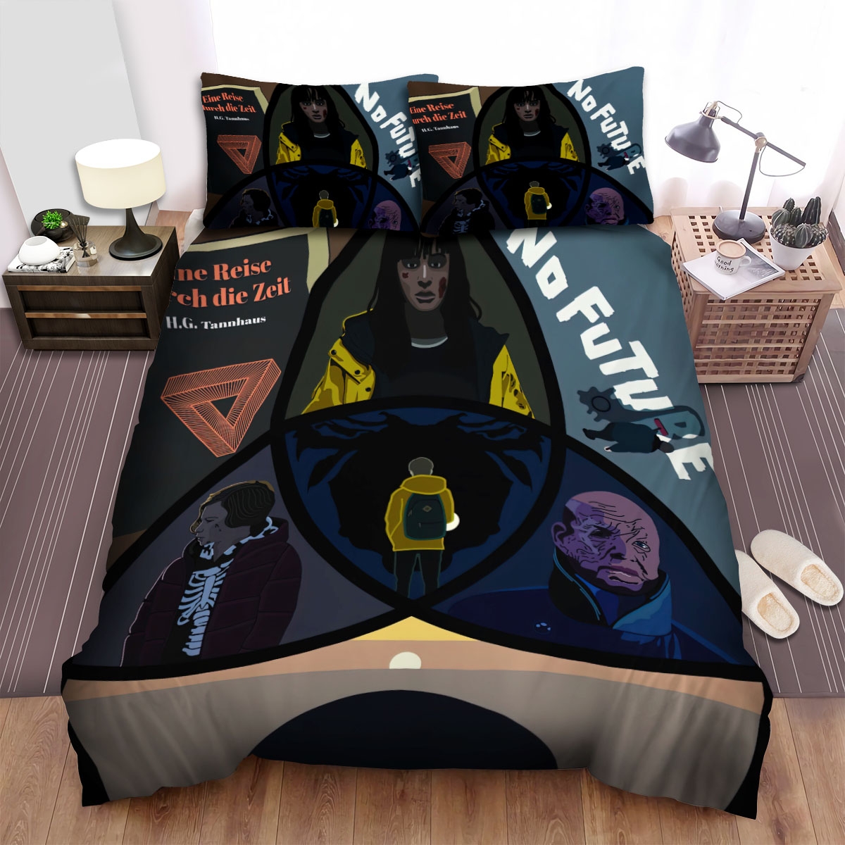 Dark Everything Comes To Light Poster Illustration Bed Sheets Spread Duvet Cover Bedding Set - Unique Anime Apparel for Fans