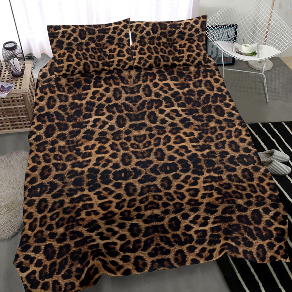 Dark Leopard Print Bedding Set Bed Sheets Spread Comforter Duvet Cover Bedding Set - Unique Anime Apparel for Fans
