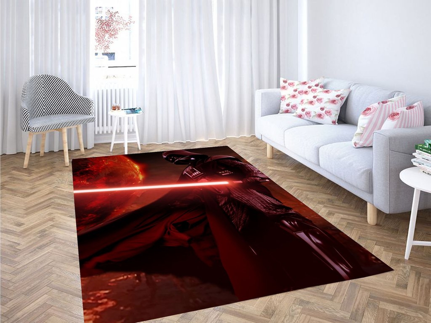 Darth Vader With Light Saber Star Wars Living Room Modern Carpet Rug - Unique Anime Apparel for Fans