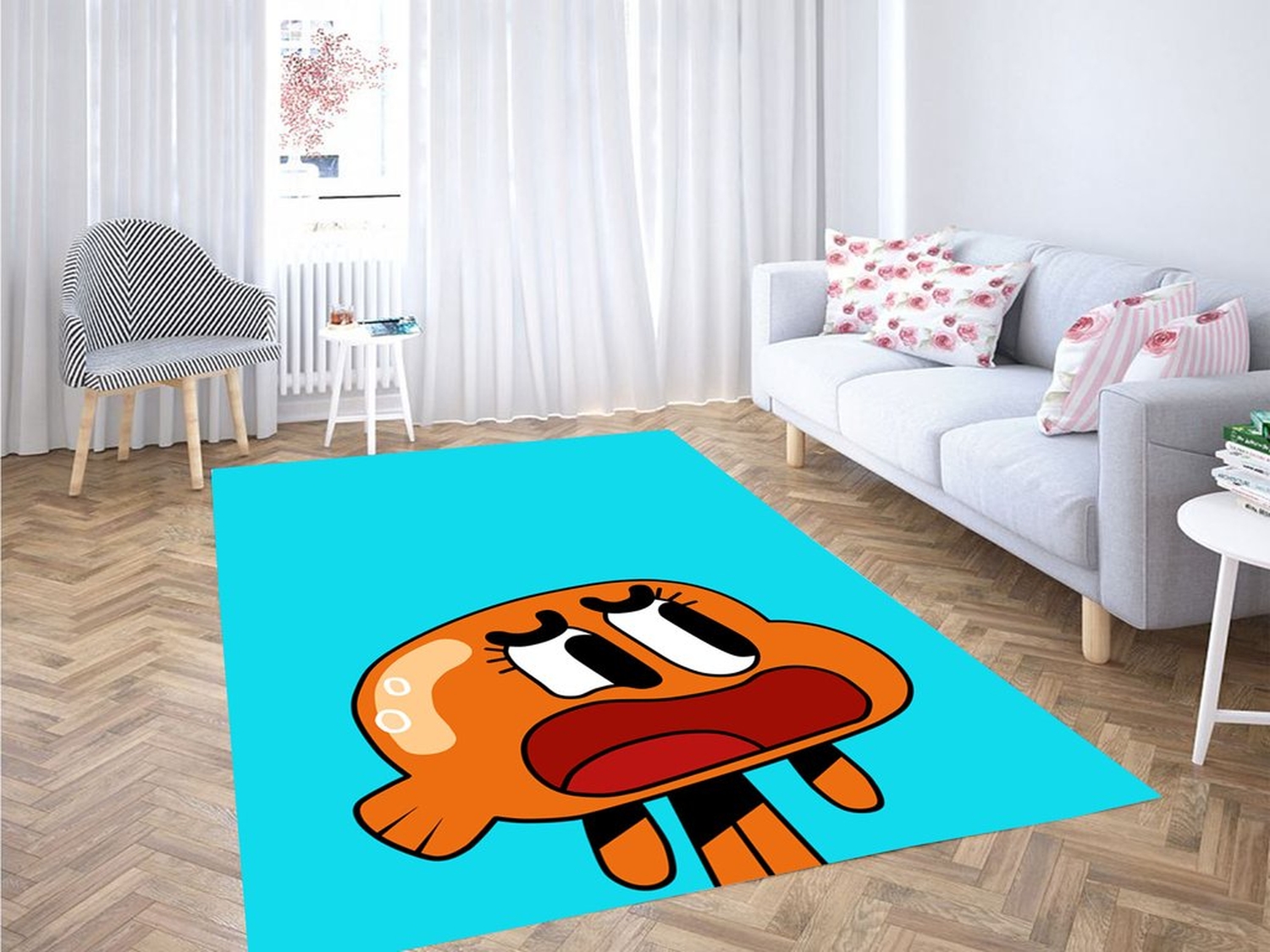 Darwin Watterson The Amazing World Of Gumball Living Room Modern Carpet Rug - Unique Anime Apparel for Fans