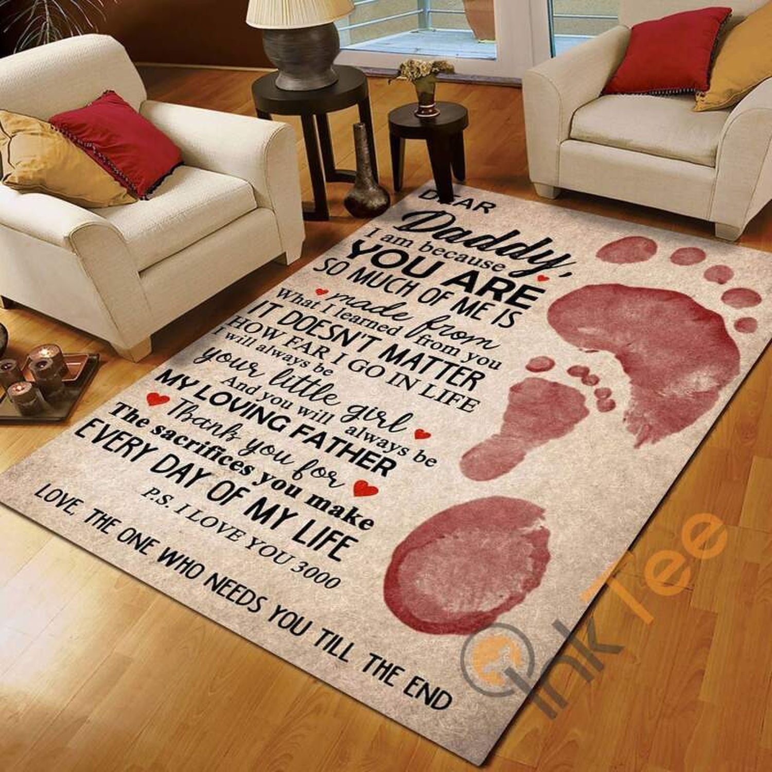 Daughter To Dad Dear Daddy Love You 3000 Bedroom Cute Home Decoration Gift For Father's Day Rug - Unique Anime Apparel for Fans