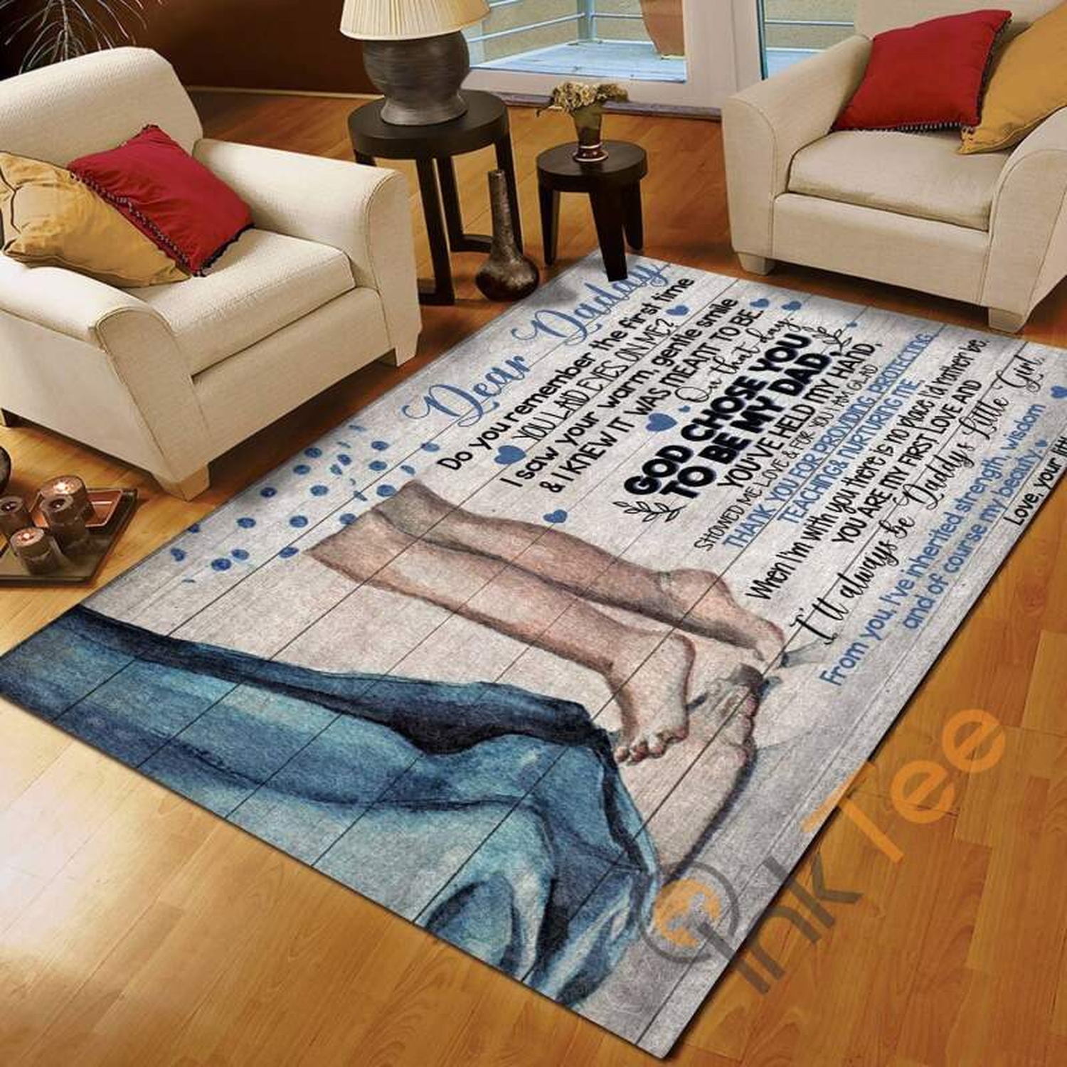 Daughter To Dad Dear Daddy Thank You For Being My Bedroom Home Decoration Gift Father's Day Rug - Unique Anime Apparel for Fans