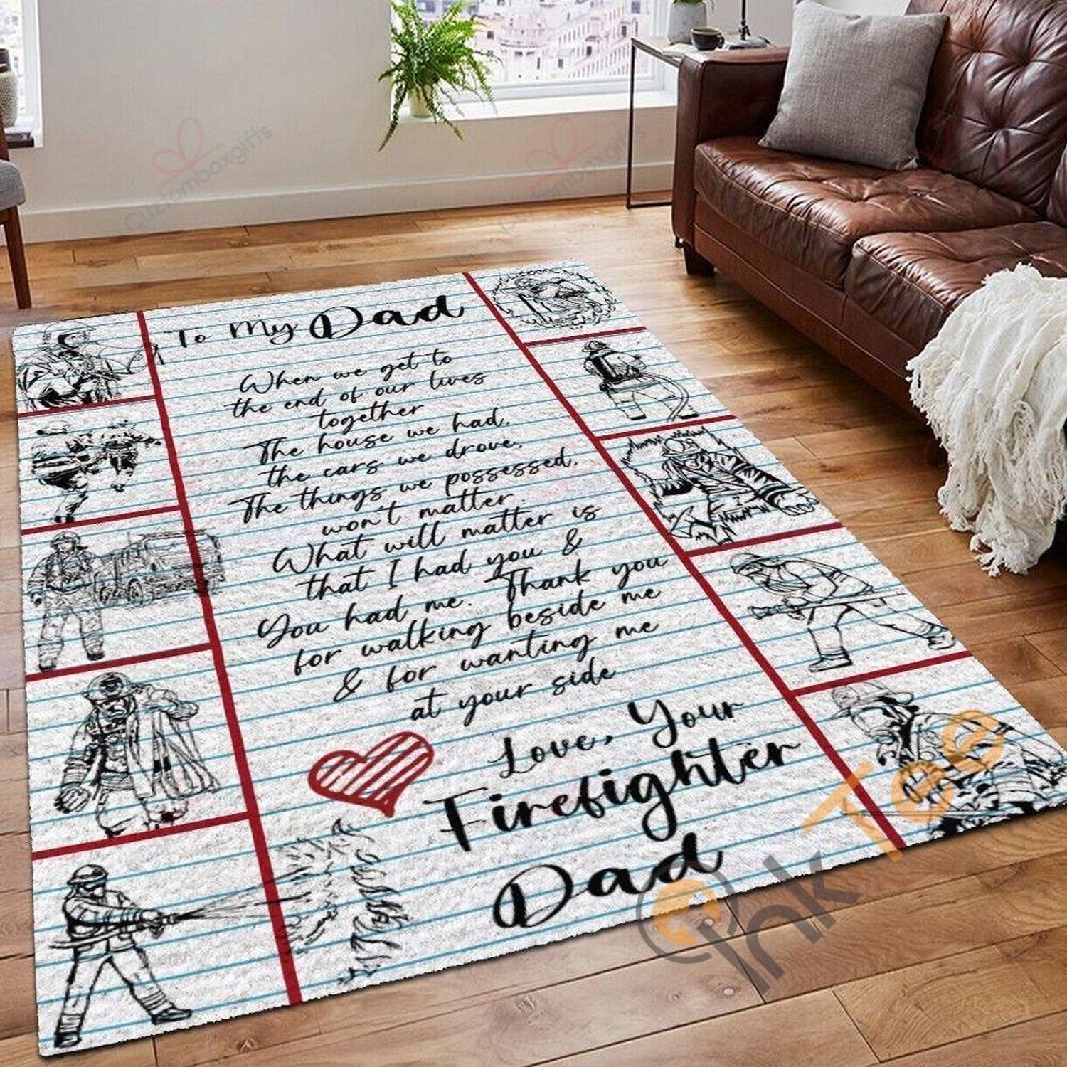 Daughter To Dad Thank You For Walking Beside Me Bedroom Cute Home Decoration Gift Father's Day Rug - Unique Anime Apparel for Fans