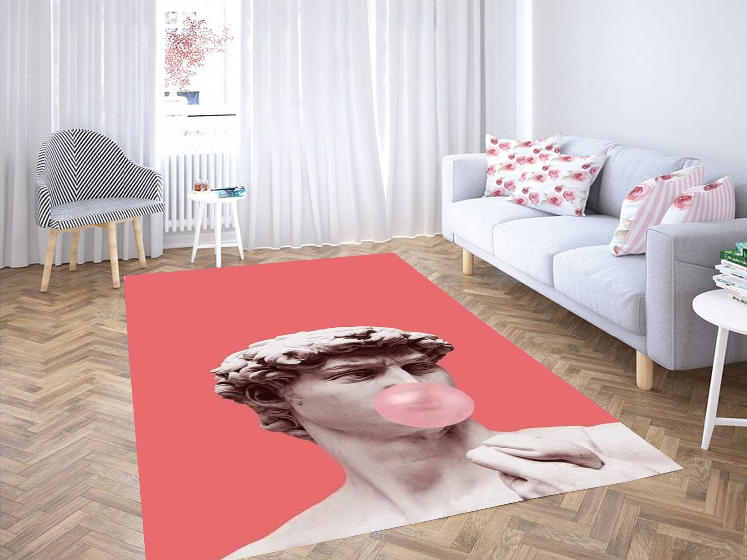 David Statue Bubble Gum Carpet Rug - Unique Anime Apparel for Fans