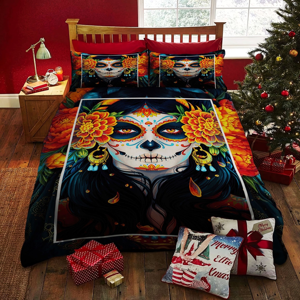Day Of The Dead Meican Holiday Duvet Cover Bedding Set Perfect Gifts For Mexican Lover Gifts For Birthday Christmas Thanksgiving - Unique Anime Apparel for Fans