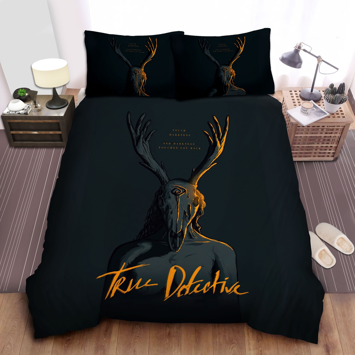 Dead Body Wearing Deer Skull Bed Sheets Spread Duvet Cover Bedding Set - Unique Anime Apparel for Fans
