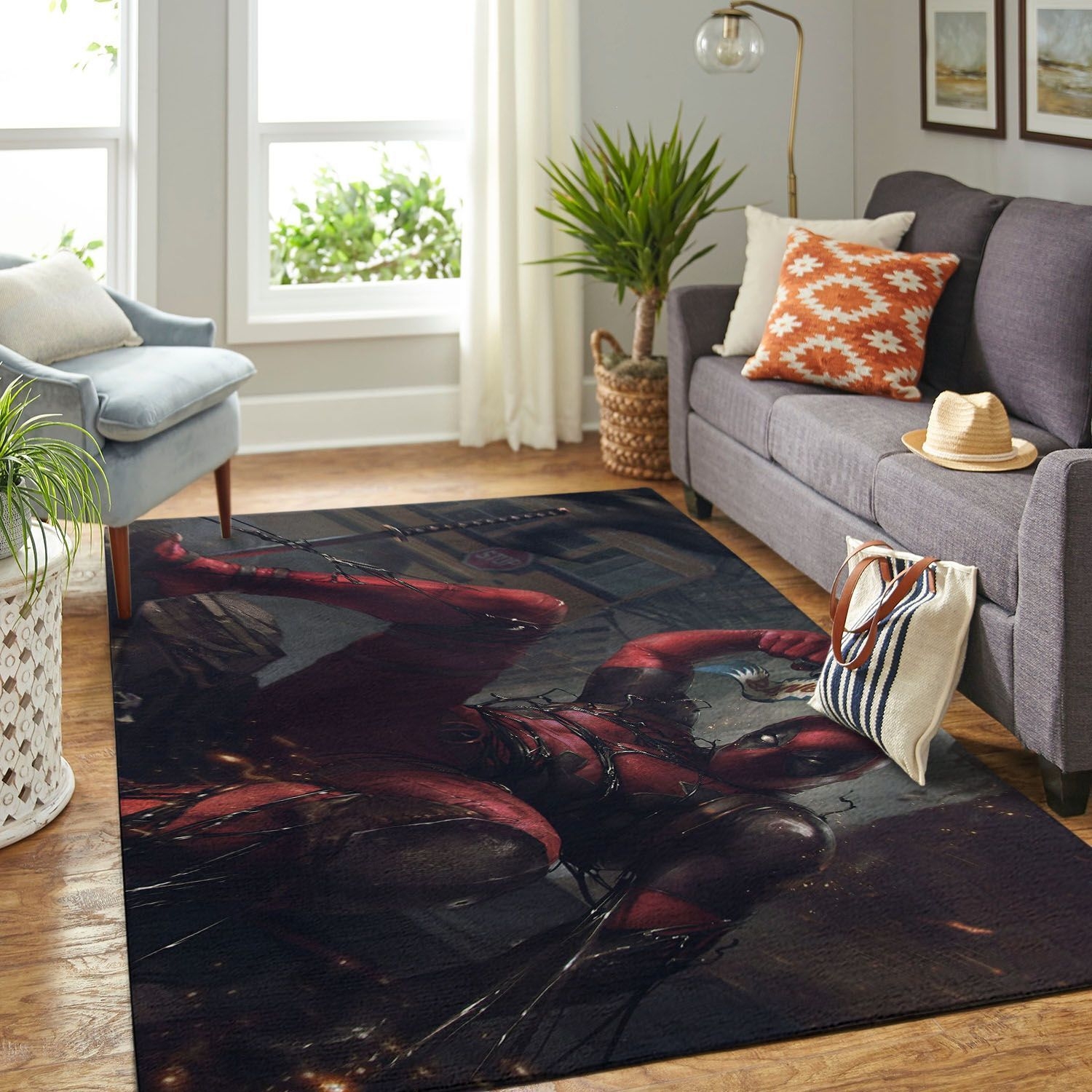 Dead Pool Man Living Room Area Rug - Unique Anime Apparel for Fans