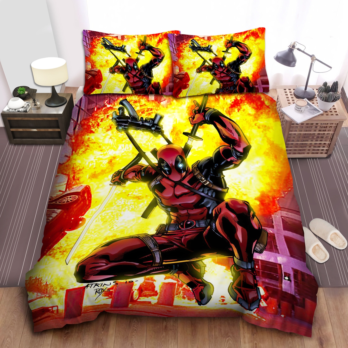 Deadpool Attack Bed Sheets Spread Duvet Cover Bedding Set - Unique Anime Apparel for Fans