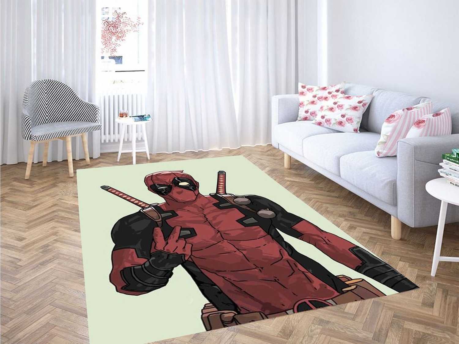 Deadpool Backgrounds Living Room Modern Carpet Rug - Unique Anime Apparel for Fans