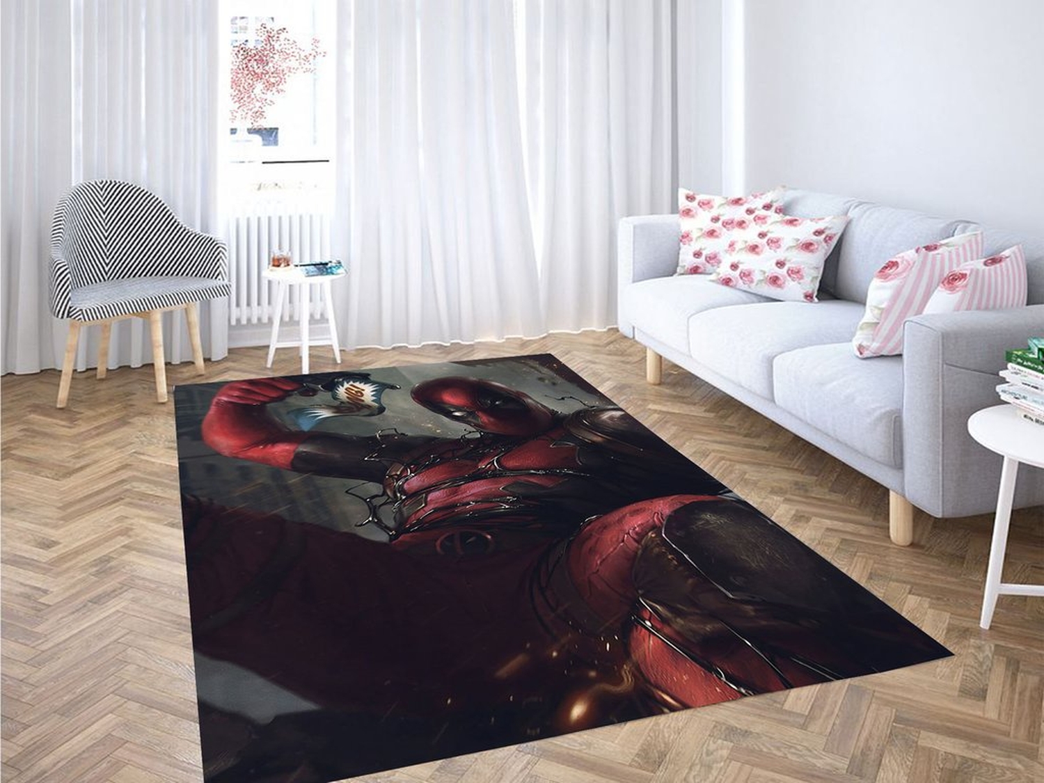 Deadpool Bang Living Room Modern Carpet Rug - Unique Anime Apparel for Fans