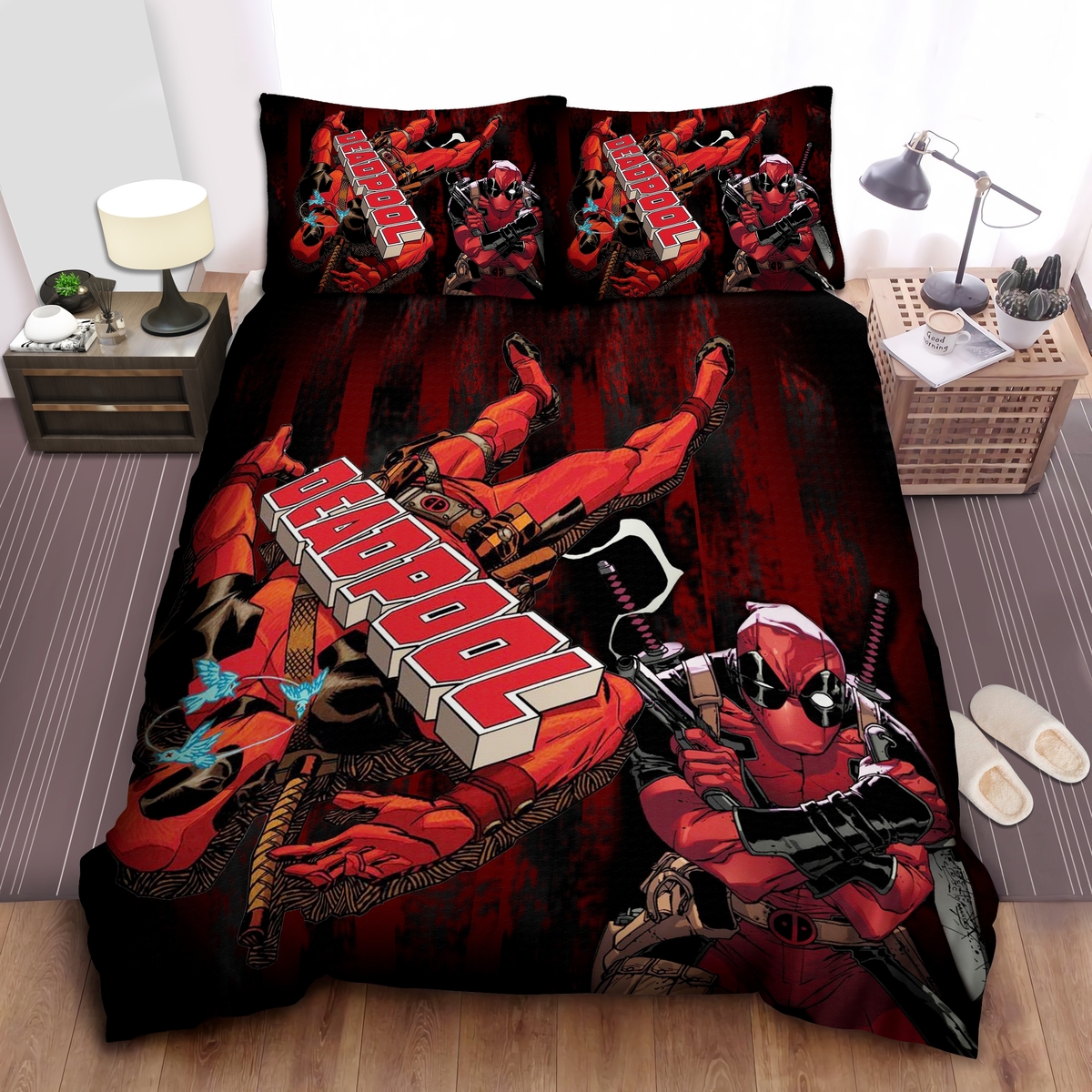 Deadpool Bedding Set Sleepy (Duvet Cover & Pillow Cases) - Unique Anime Apparel for Fans
