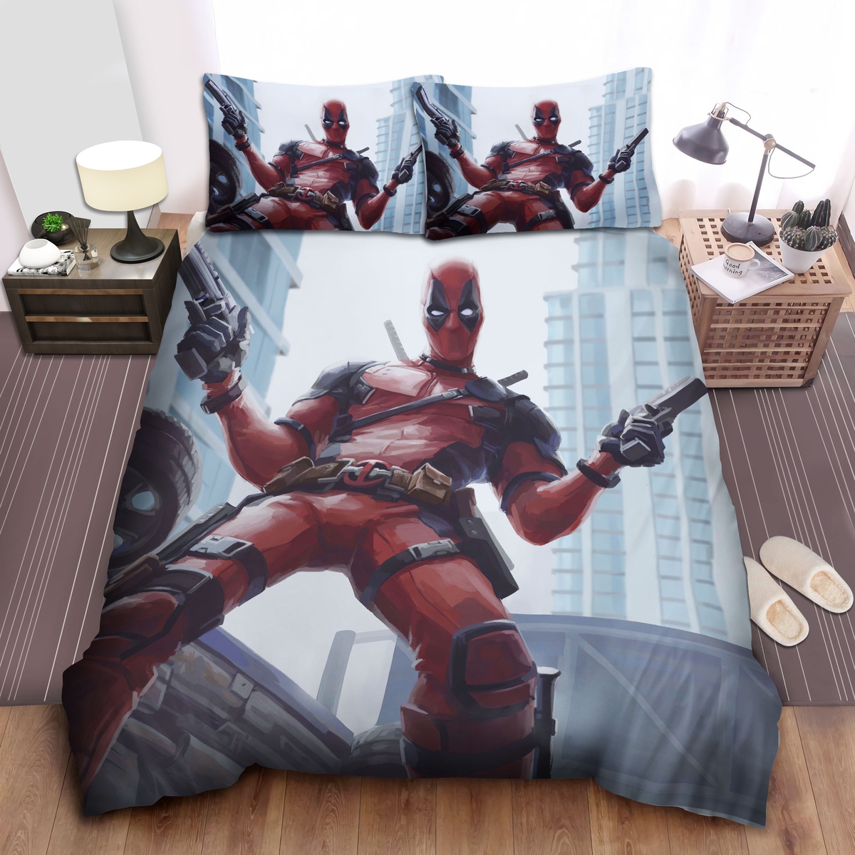 Deadpool Hanging Bed Sheets Spread Duvet Cover Bedding Set - Unique Anime Apparel for Fans