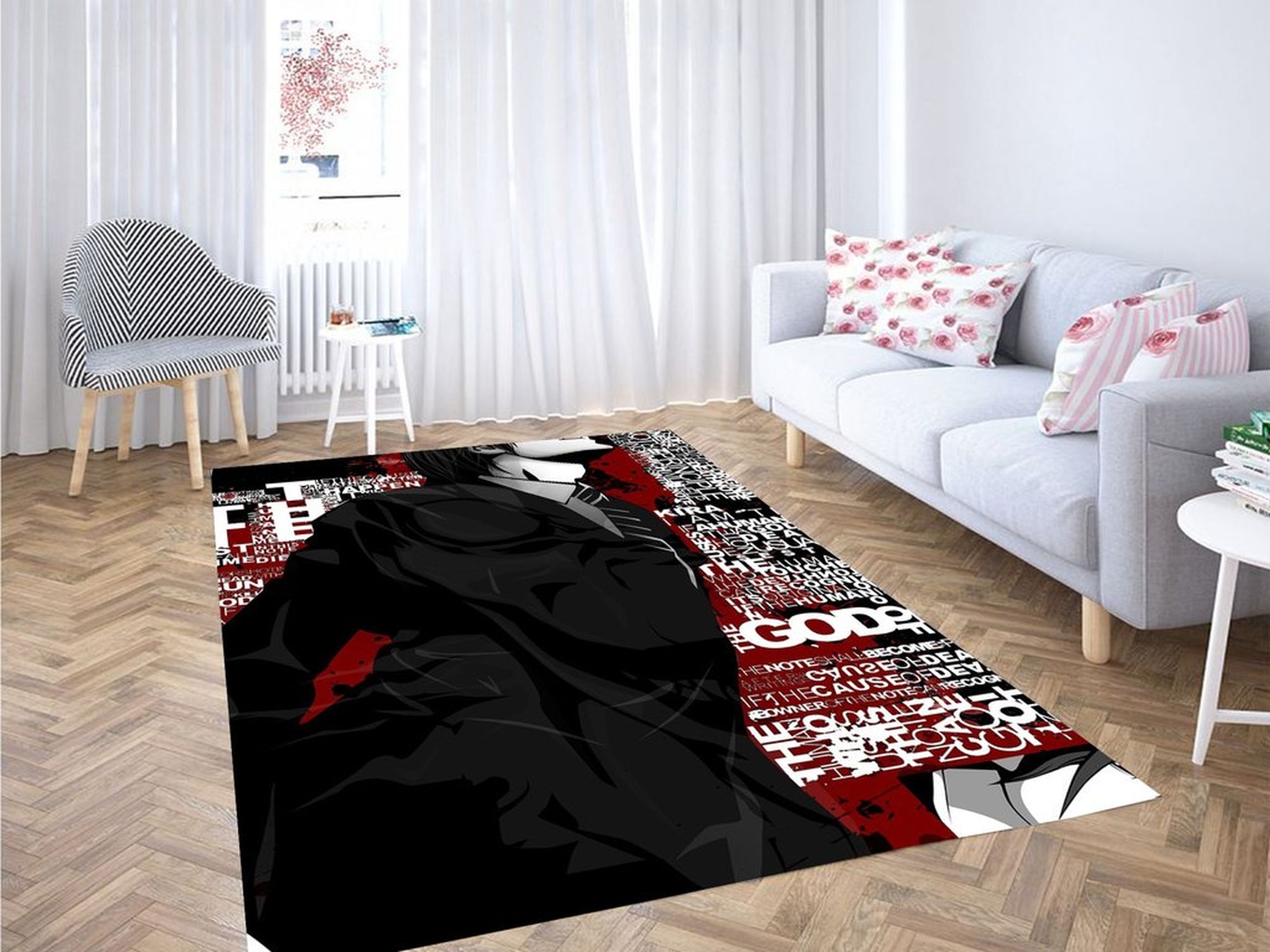 Death Note Typography Living Room Modern Carpet Rug - Unique Anime Apparel for Fans