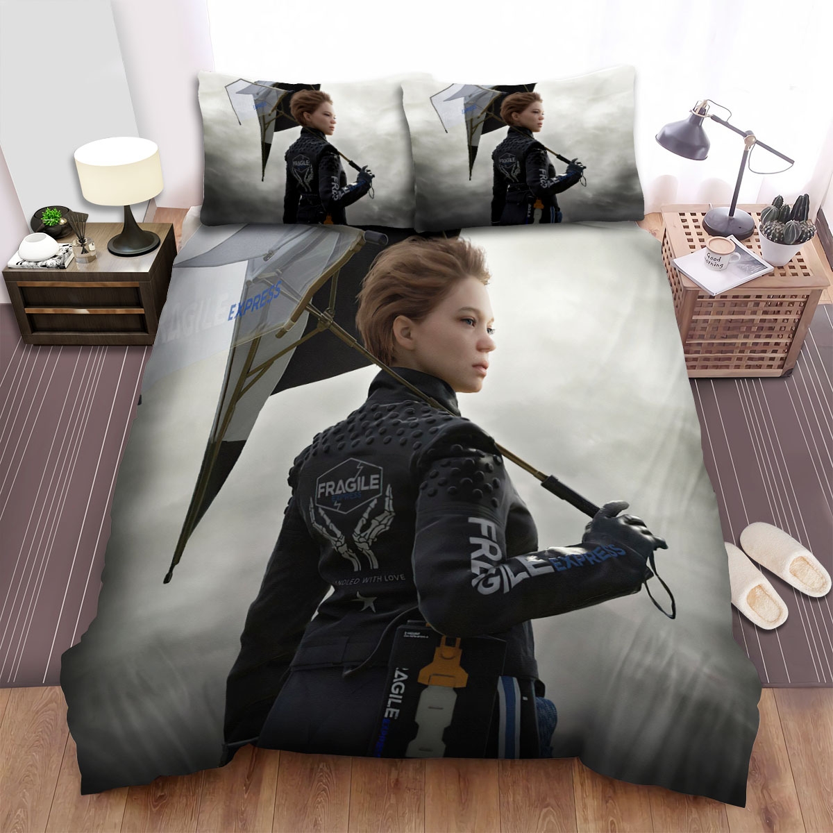 Death Stranding Fragile 3d Portrait Illustration Bed Sheets Spread Duvet Cover Bedding Set - Unique Anime Apparel for Fans