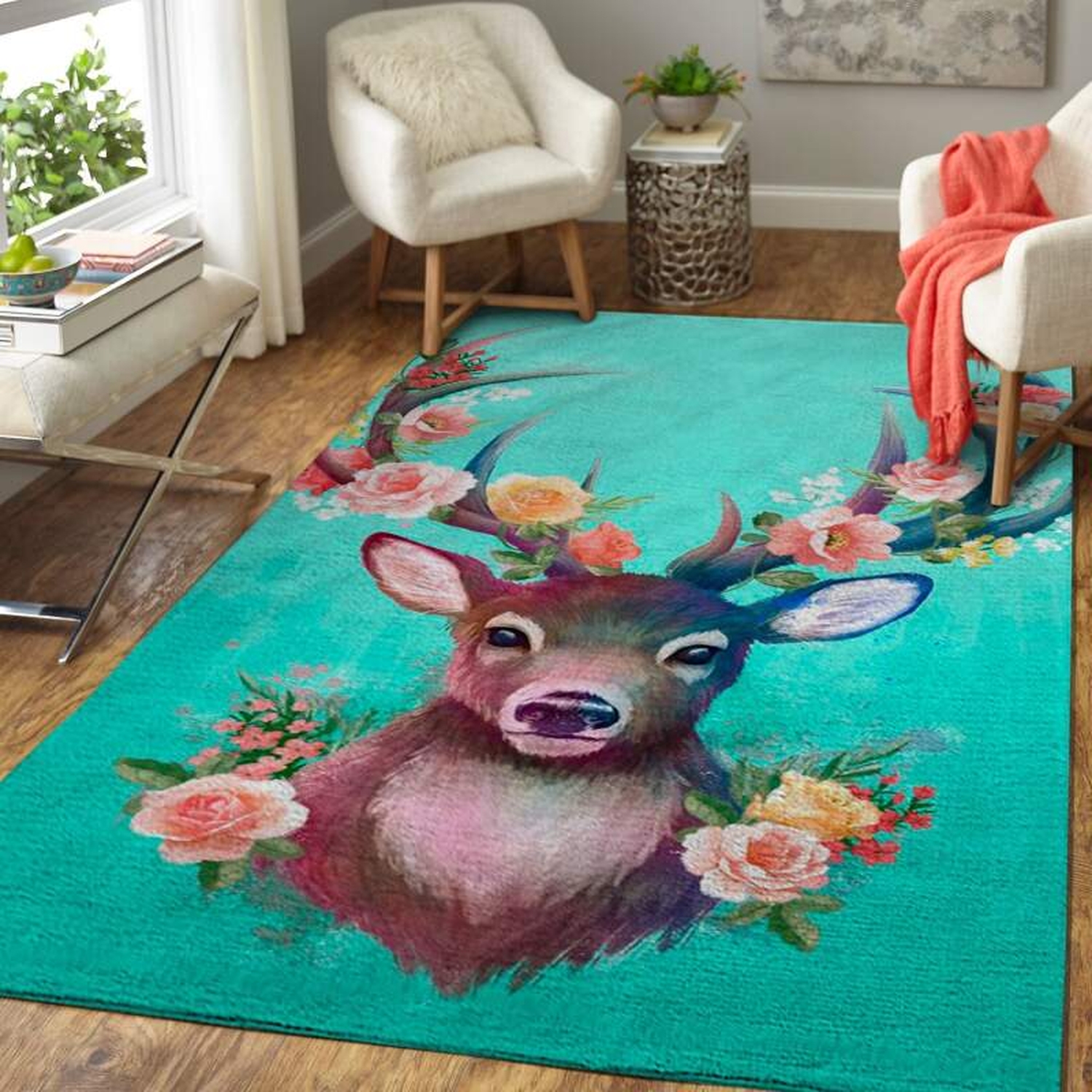 Deer Flower Area Limited Edition Rug - Unique Anime Apparel for Fans