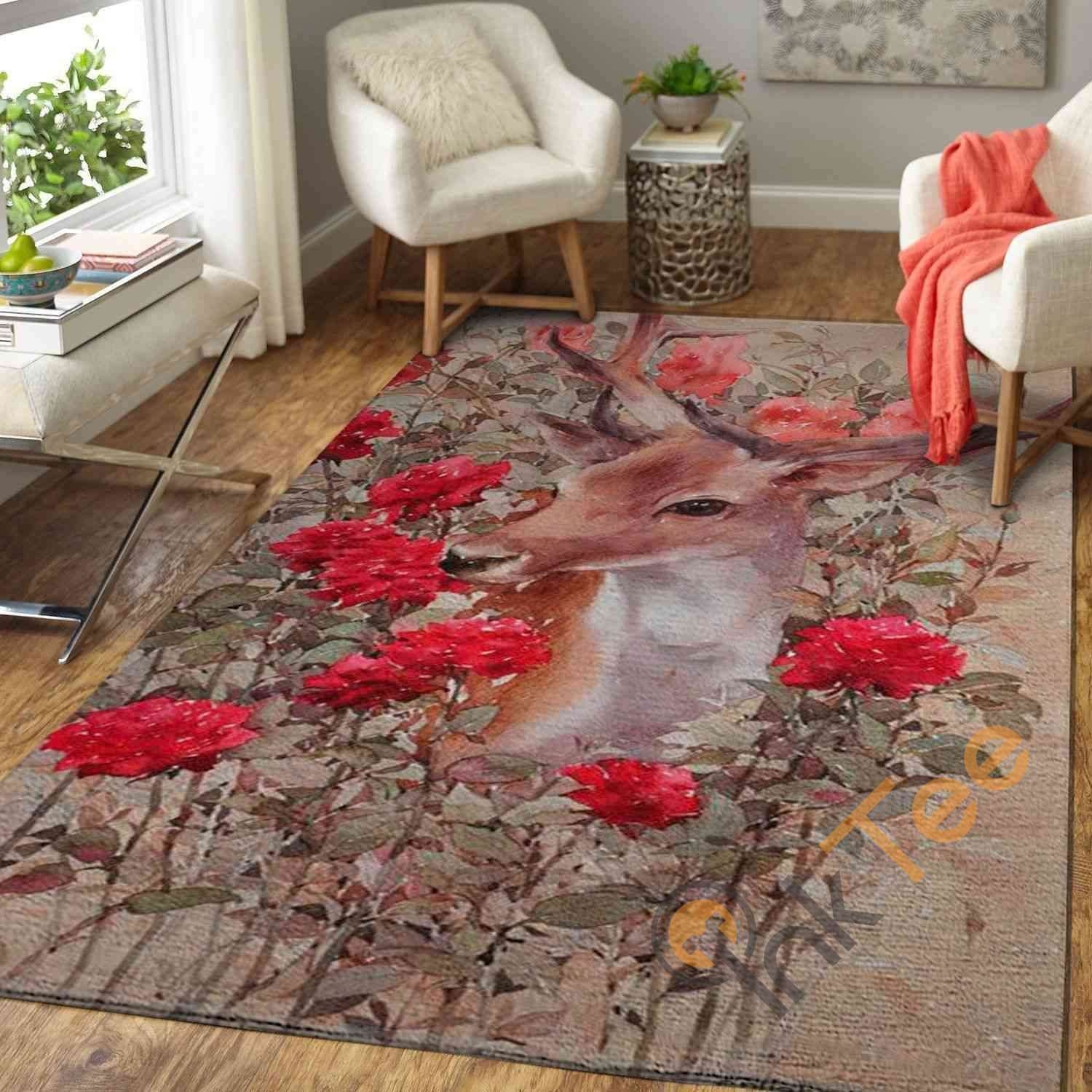 Deer Flower Area Rug - Unique Anime Apparel for Fans