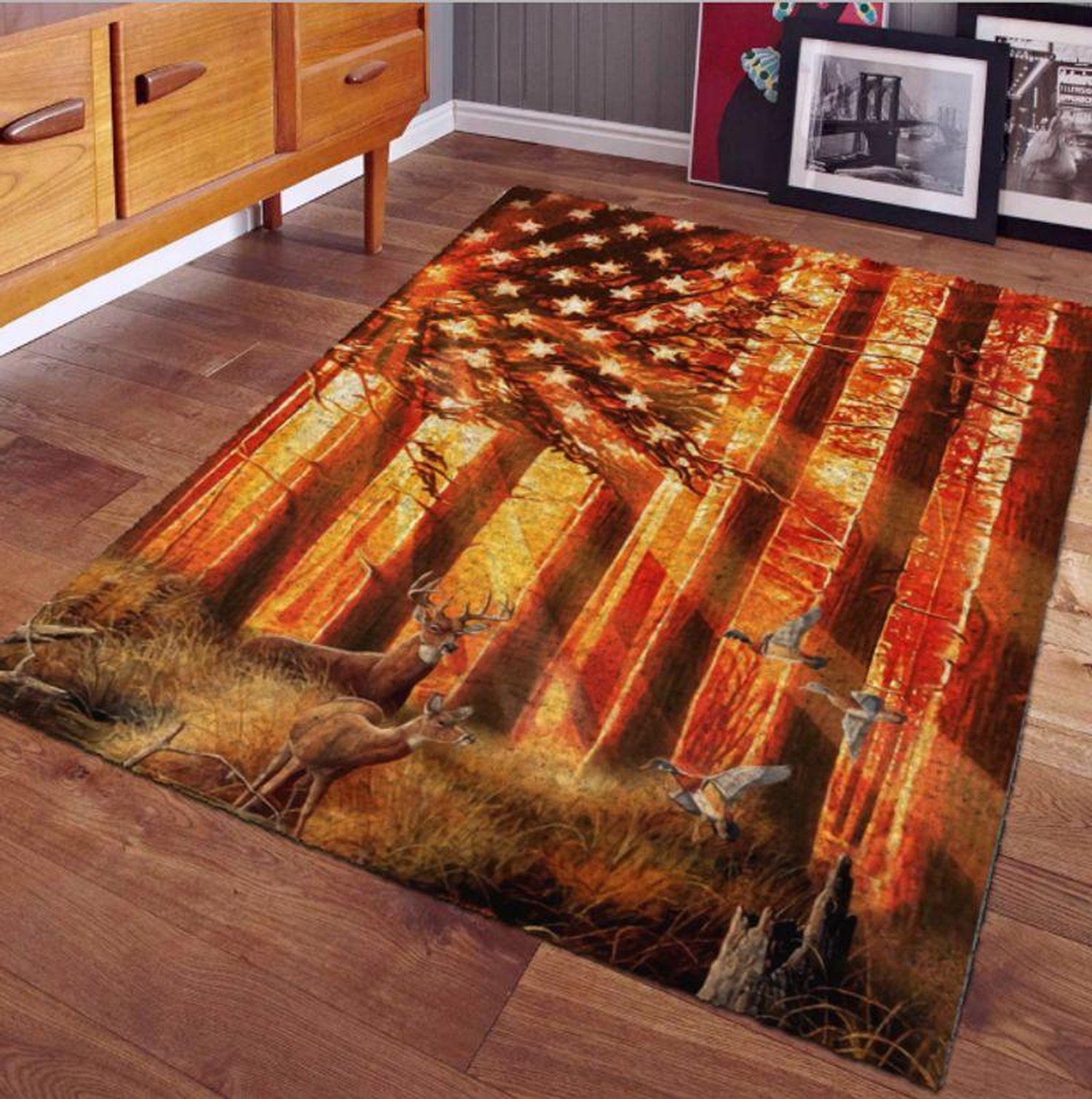 Deer Hunting Rectangle Limited Edition Rug - Unique Anime Apparel for Fans