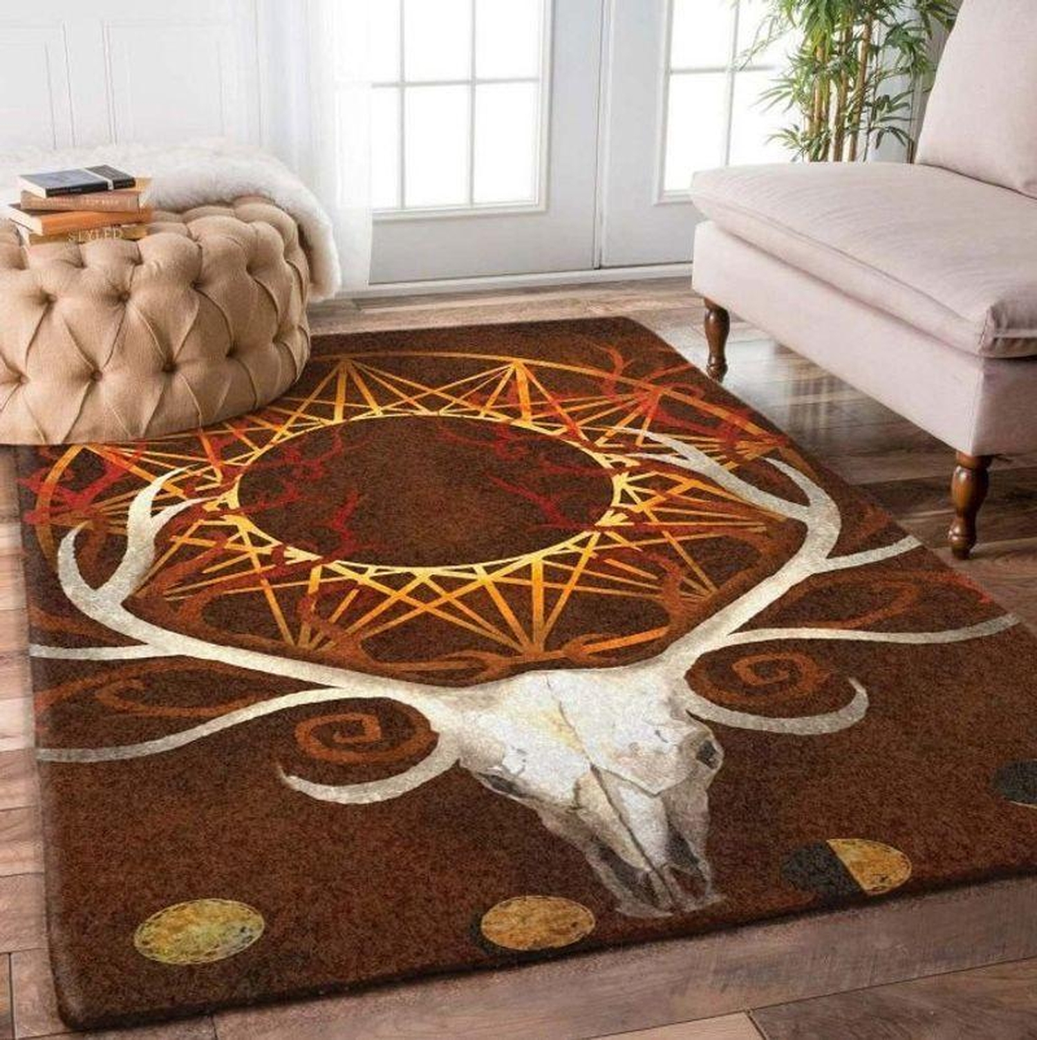 Deer Skull Rectangle Rug - Unique Anime Apparel for Fans