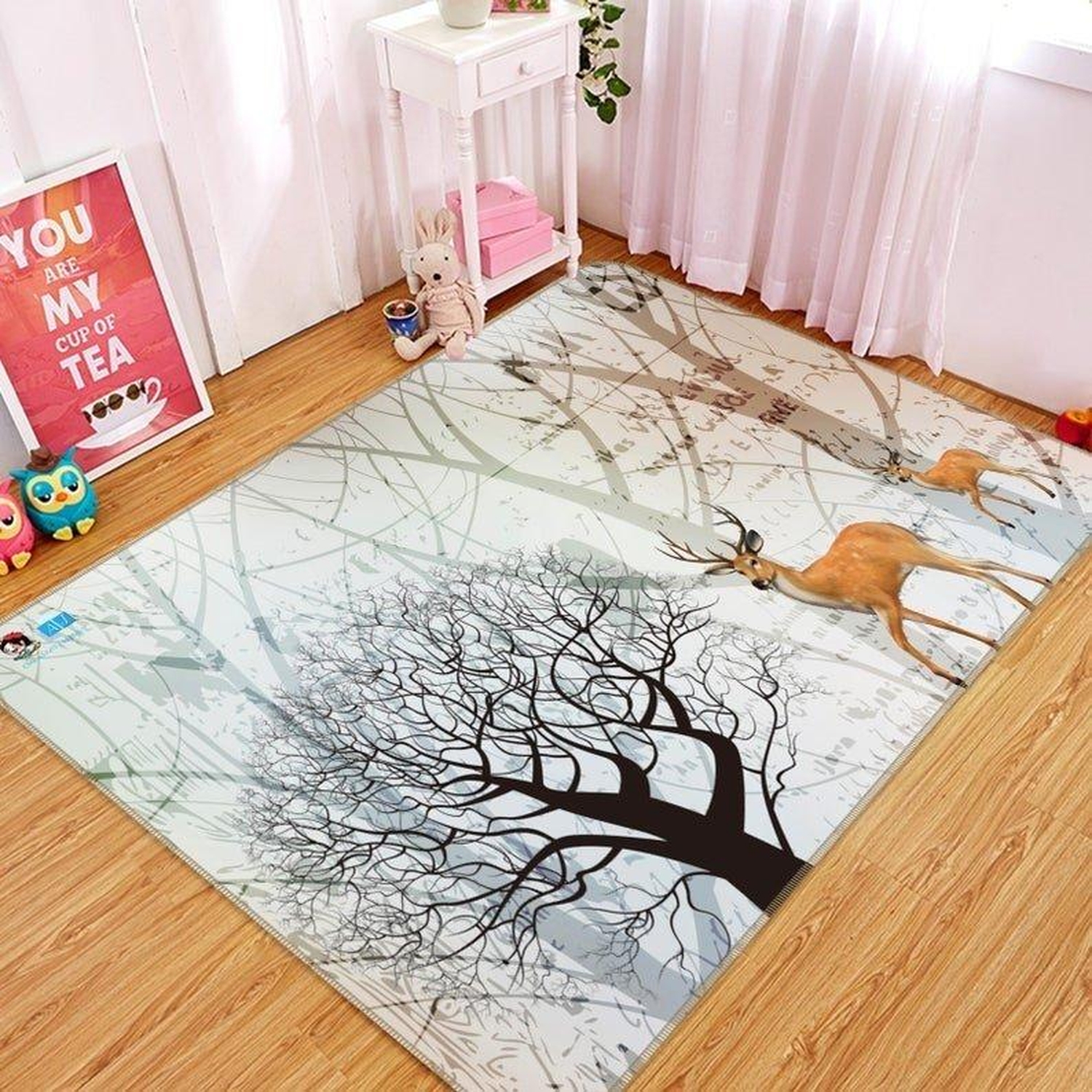 Deer With Trees Limited Edition Rug - Unique Anime Apparel for Fans
