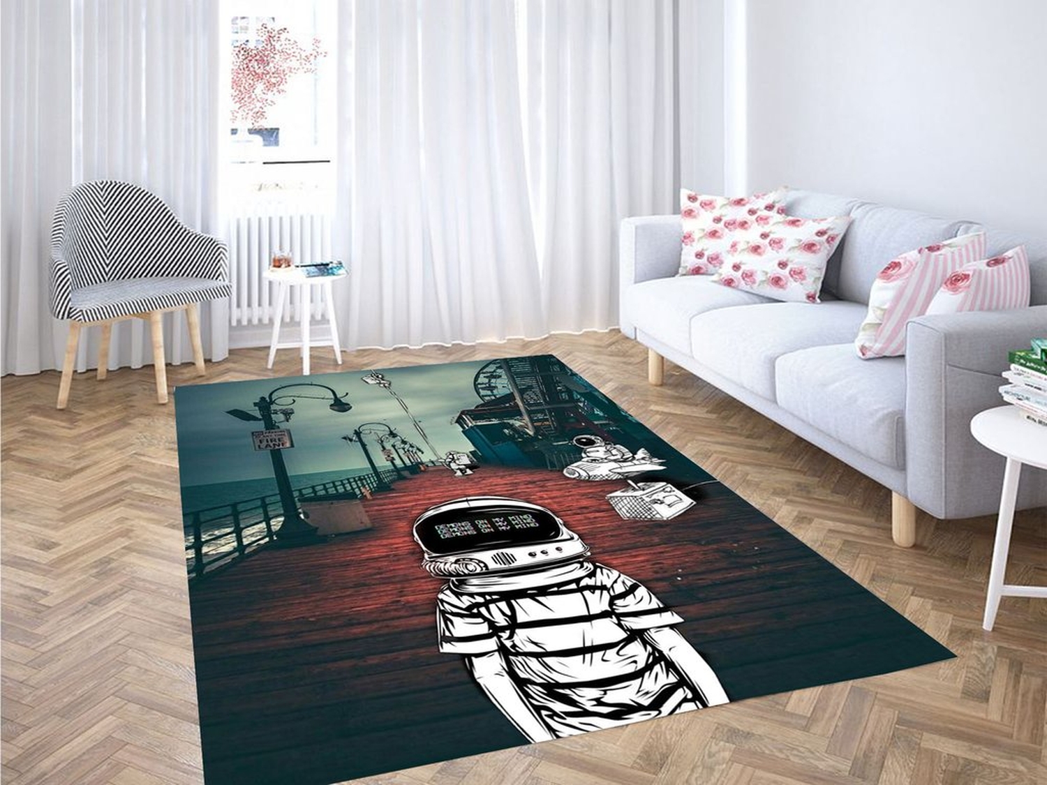 Demons On My Mind Astronout Aesthetic Sad Boy Living Room Modern Carpet Rug - Unique Anime Apparel for Fans